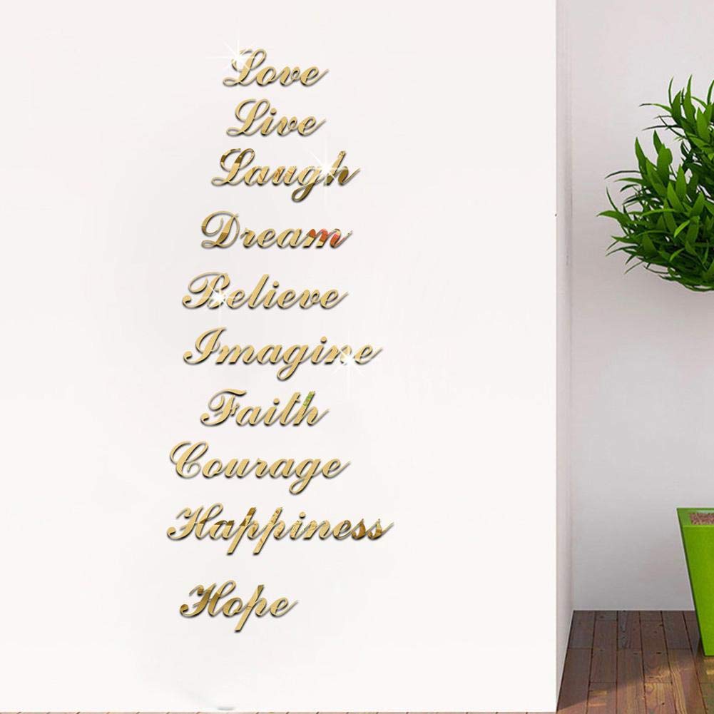 EVTSCAN Self-Adhesive Decorative Mirror Wall Stickers - Gold Peel and Stick Stair Decals for Living Room, Kids Playroom, Dining Area, Hallway & Home Office - Perfect for Home Decor and Wall Accents