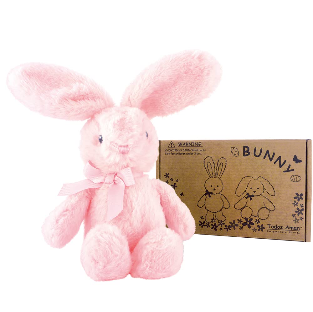 Soft Pink Bunny Plush Stuffed Animal Toy - Cute & Huggable Easter, Christmas & Birthday Gift for Kids & Toddlers - Perfect for Nursery Decor, Cuddling & Playtime