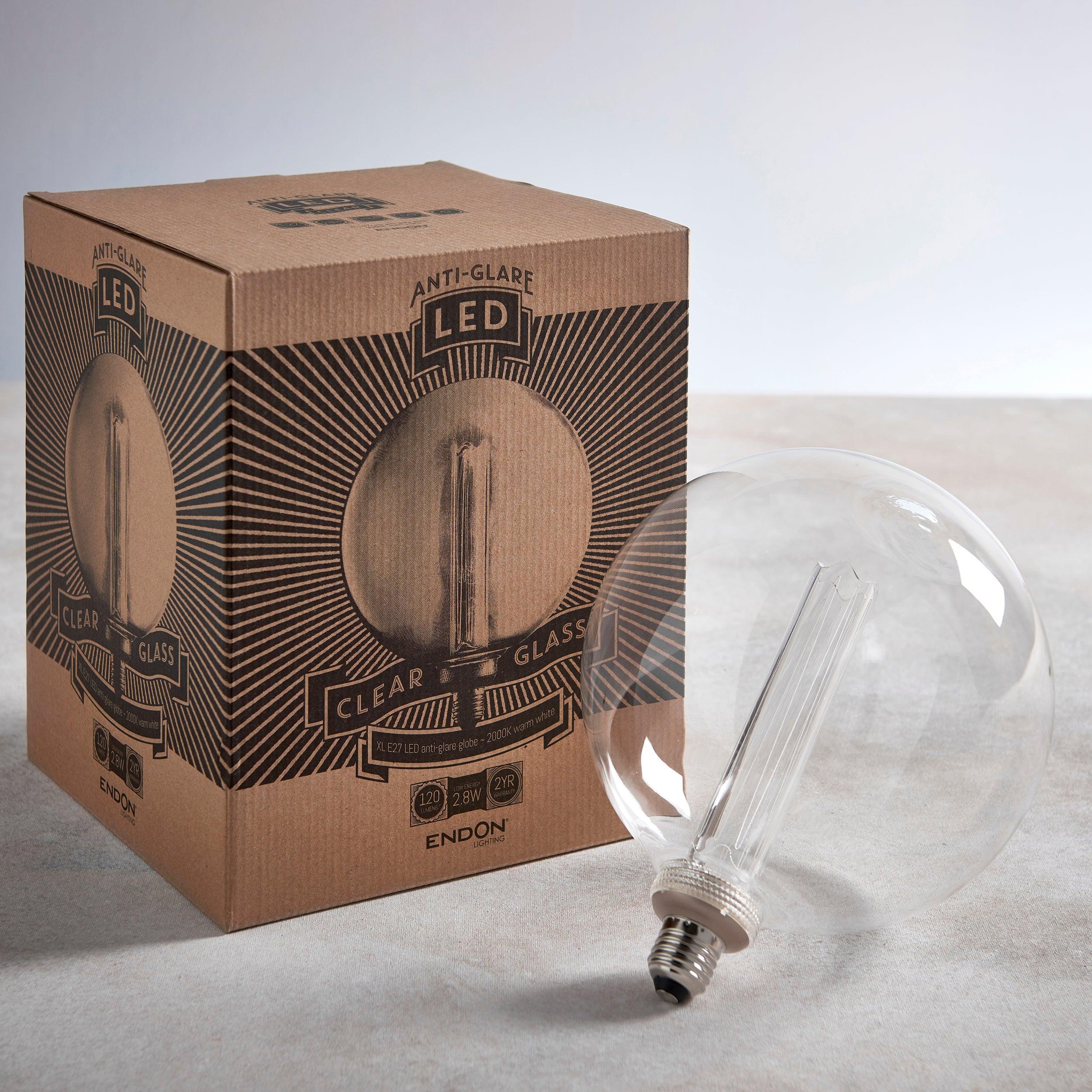 E27 Globe LED Light Bulb 2.8W 200mm Clear Cylinder Shape - Perfect for Home, Office, and Commercial Lighting