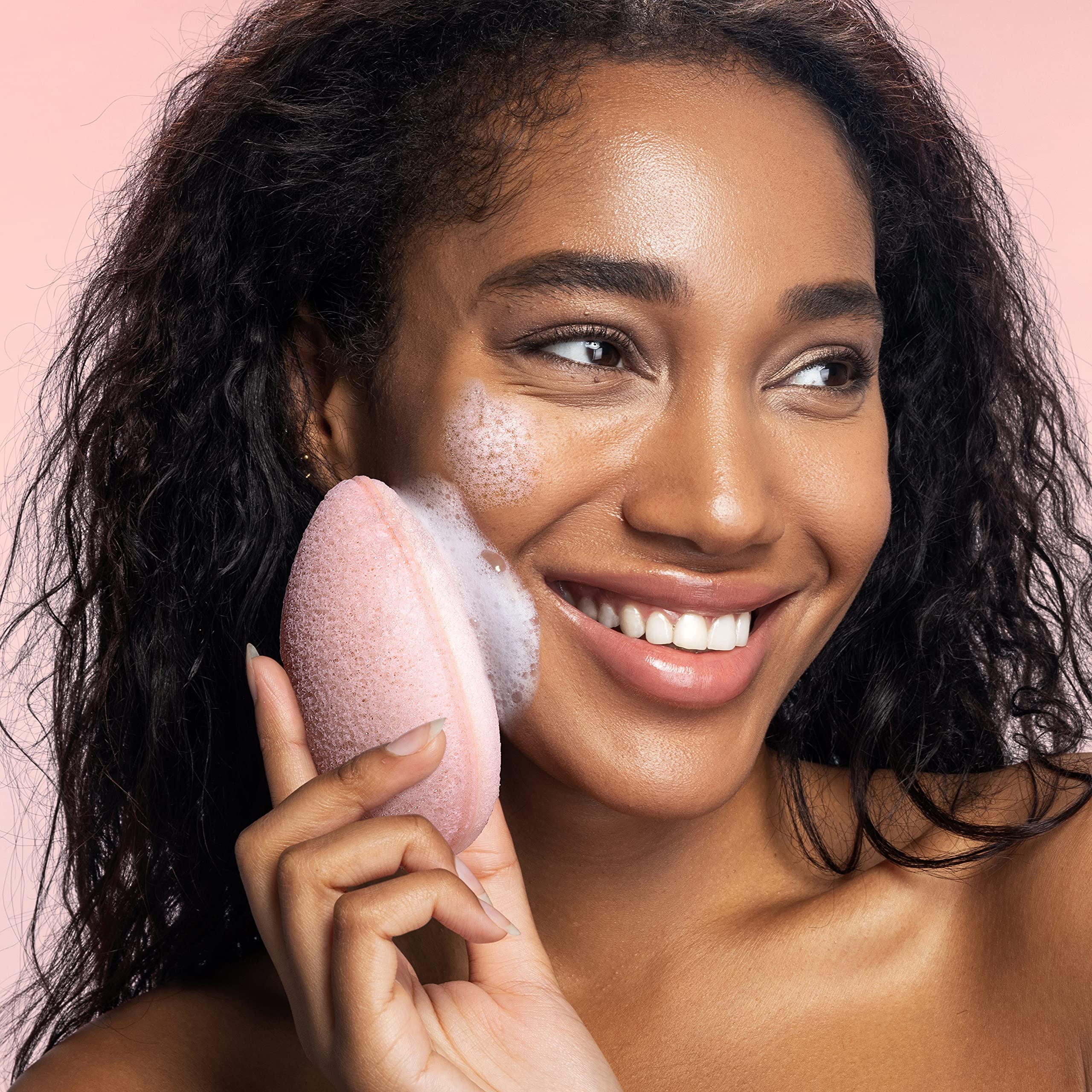 Real Techniques Miracle Cleansing Sponge - Dual Sided Facial Cleanser with Probiotics for Exfoliating & Deep Pore Cleansing | Gentle Skincare Tool, Cruelty-Free (1 Count) | Perfect for Daily Face Wash & Makeup Removal