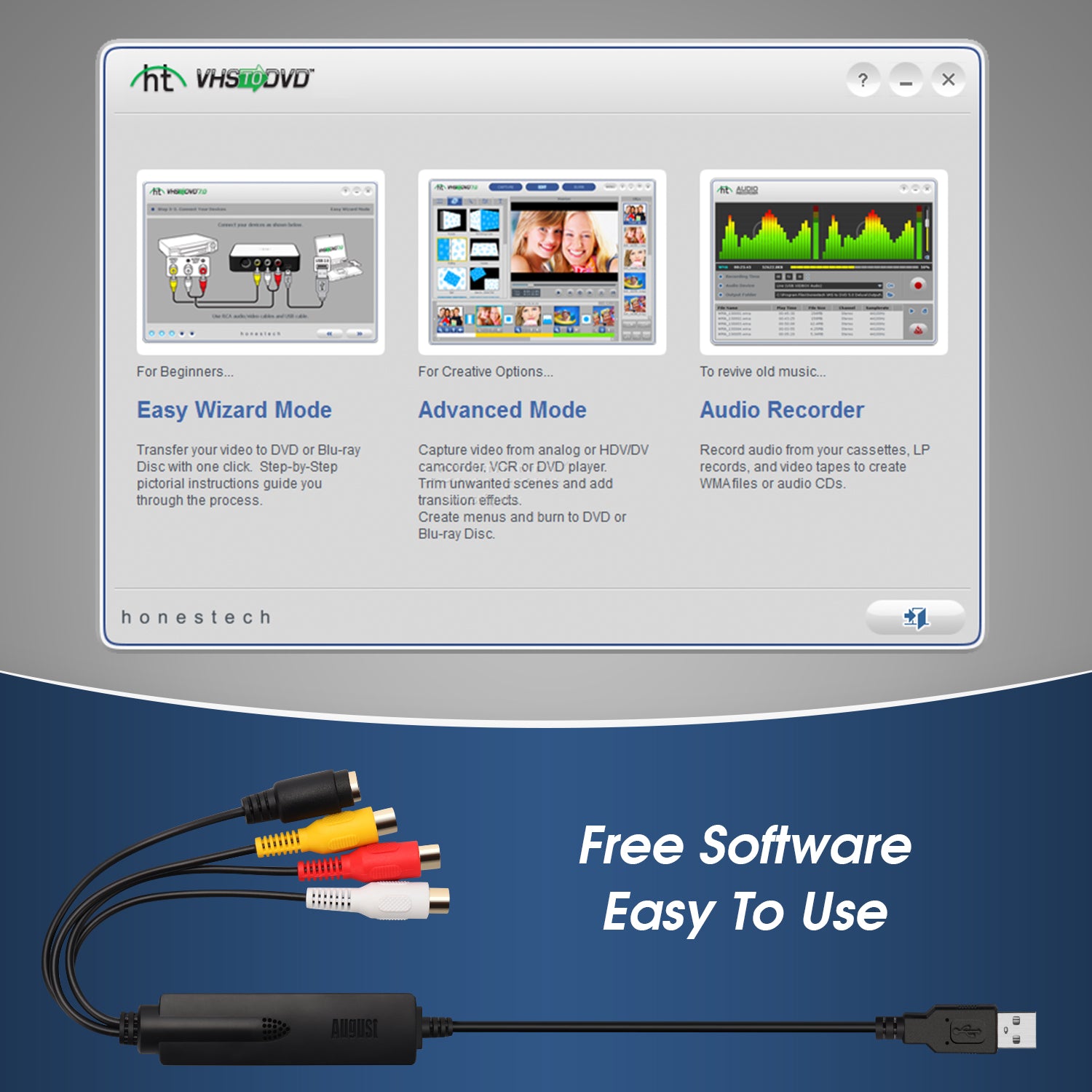 VHS to Digital Converter for Windows PC - Capture & Convert VHS, Hi8, SECAM to DVD or Digital Files - Perfect for Home Movies & Video Archiving