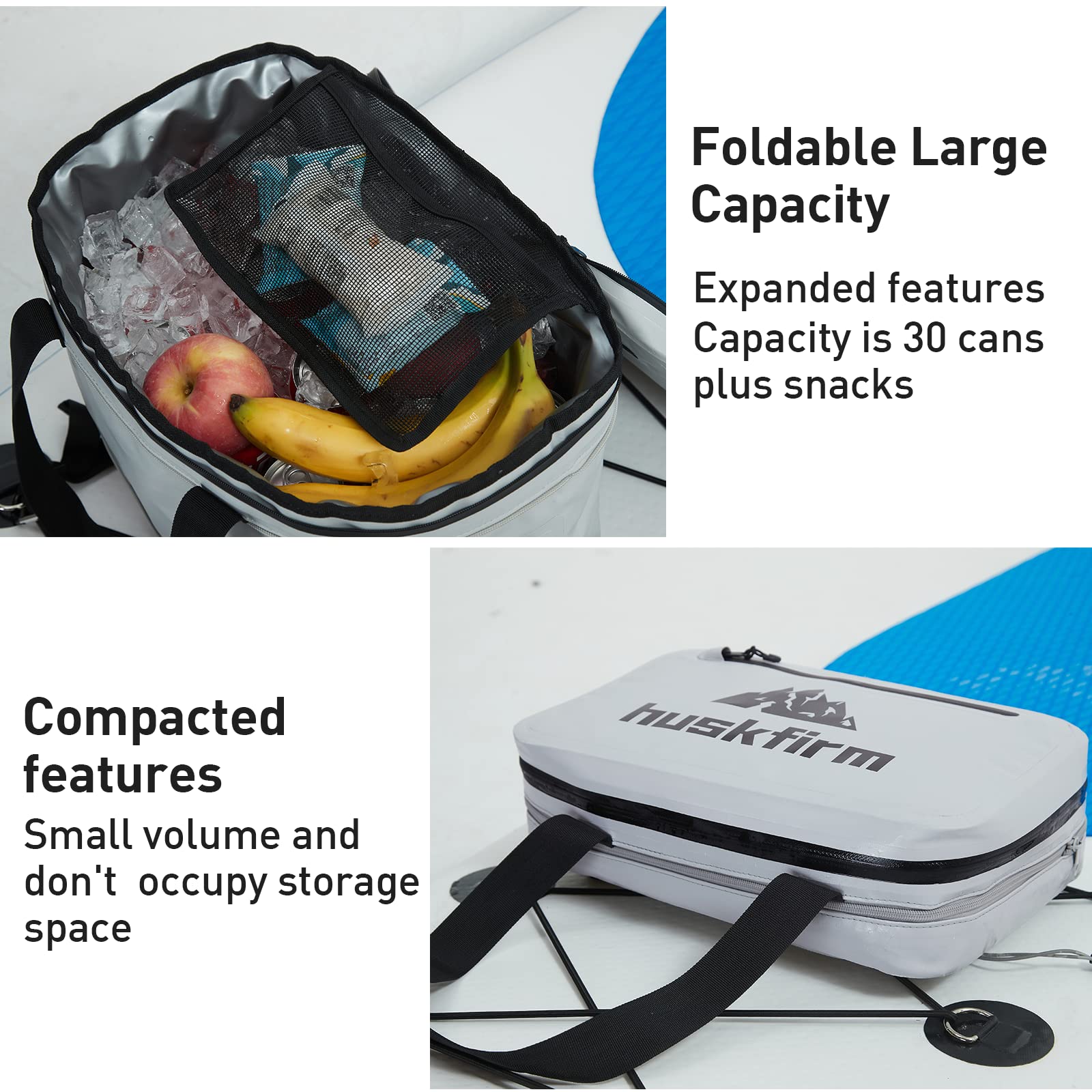 **Premium PVC Waterproof Kayak Cooler Bag - 30 Can Large Capacity SUP Cooler Deck Bag with Removable Carry Strap - Ideal for Stand-Up Paddleboarding, Kayaking & Beach Outings**