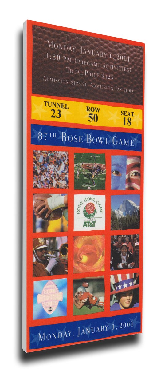 2001 NCAA Rose Bowl Game Mega Ticket - Vintage College Football Collectible for Fans & Memorabilia Enthusiasts | Perfect for Display, Gifts & Sports Memorabilia Collections