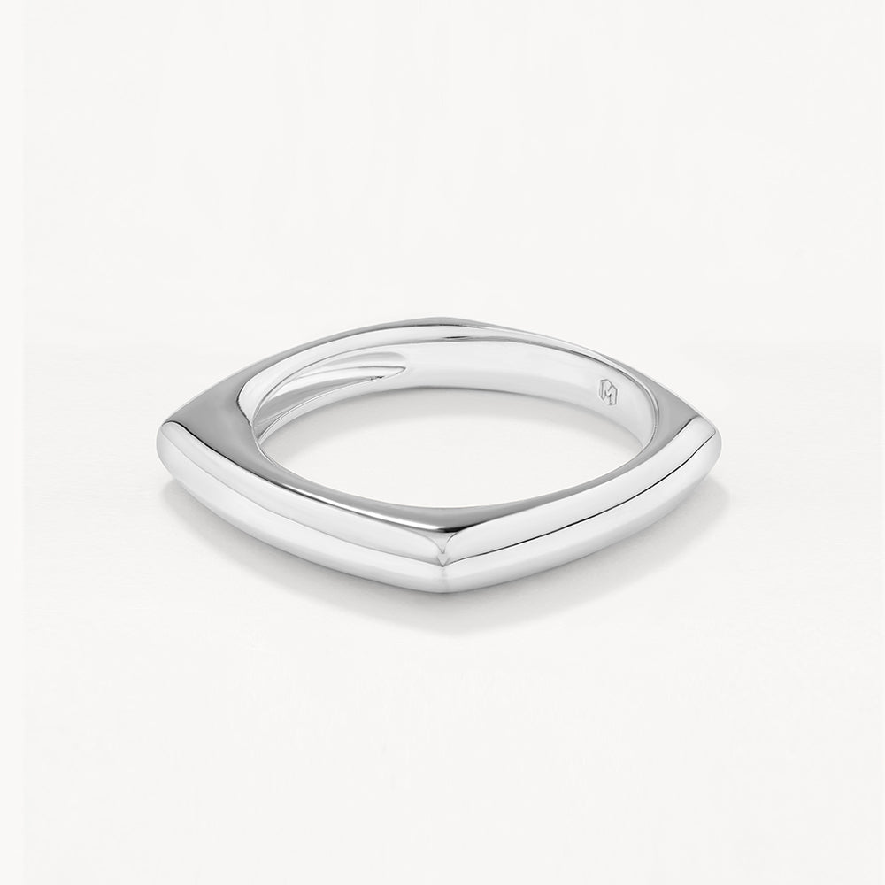 Sterling Silver Square Edge Ring for Women - Minimalist Geometric Jewelry for Everyday Wear & Special Occasions
