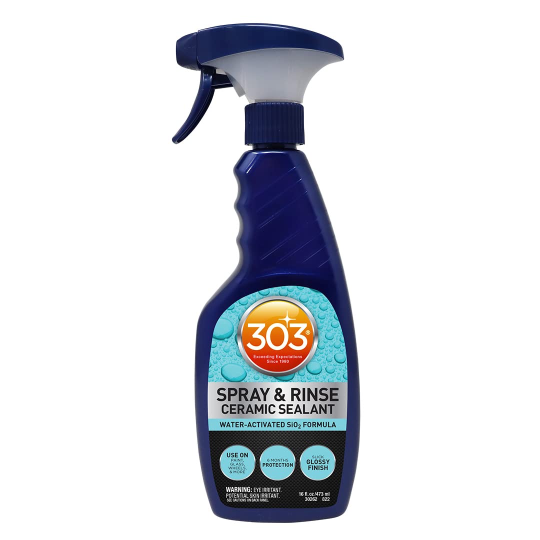 303 Products Spray & Rinse Ceramic Sealant - Quick Water-Activated SiO2 Ceramic Coating for Cars - 6 Months Protection & Water Repellent - Easy to Apply 16oz (Pack of 1) - Perfect for Car Detailing, Paint Protection & Long-Lasting Shine