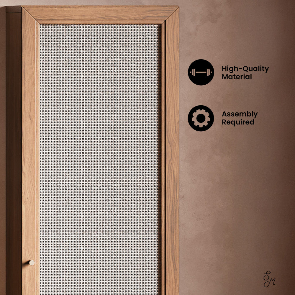 15.5 x 15 x 60 Inch Freestanding Linen Cabinet in Toppan Oak - Perfect for Bedroom, Bathroom, and Hallway Storage Organization