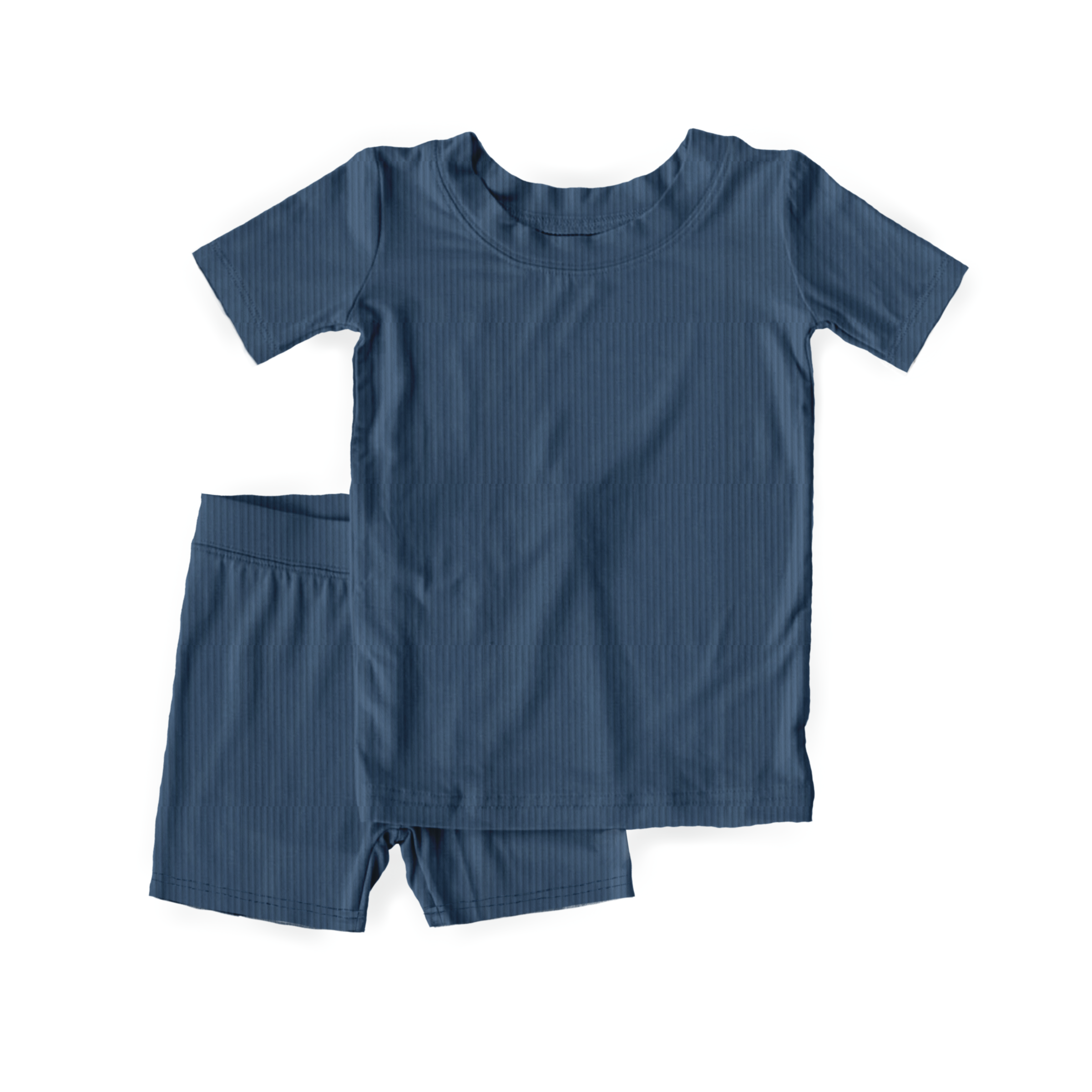 Cornflower Blue Ribbed Short Sleeve Top and Shorts Set - Women's Casual Summer Outfit for Beach, Lounge & Travel