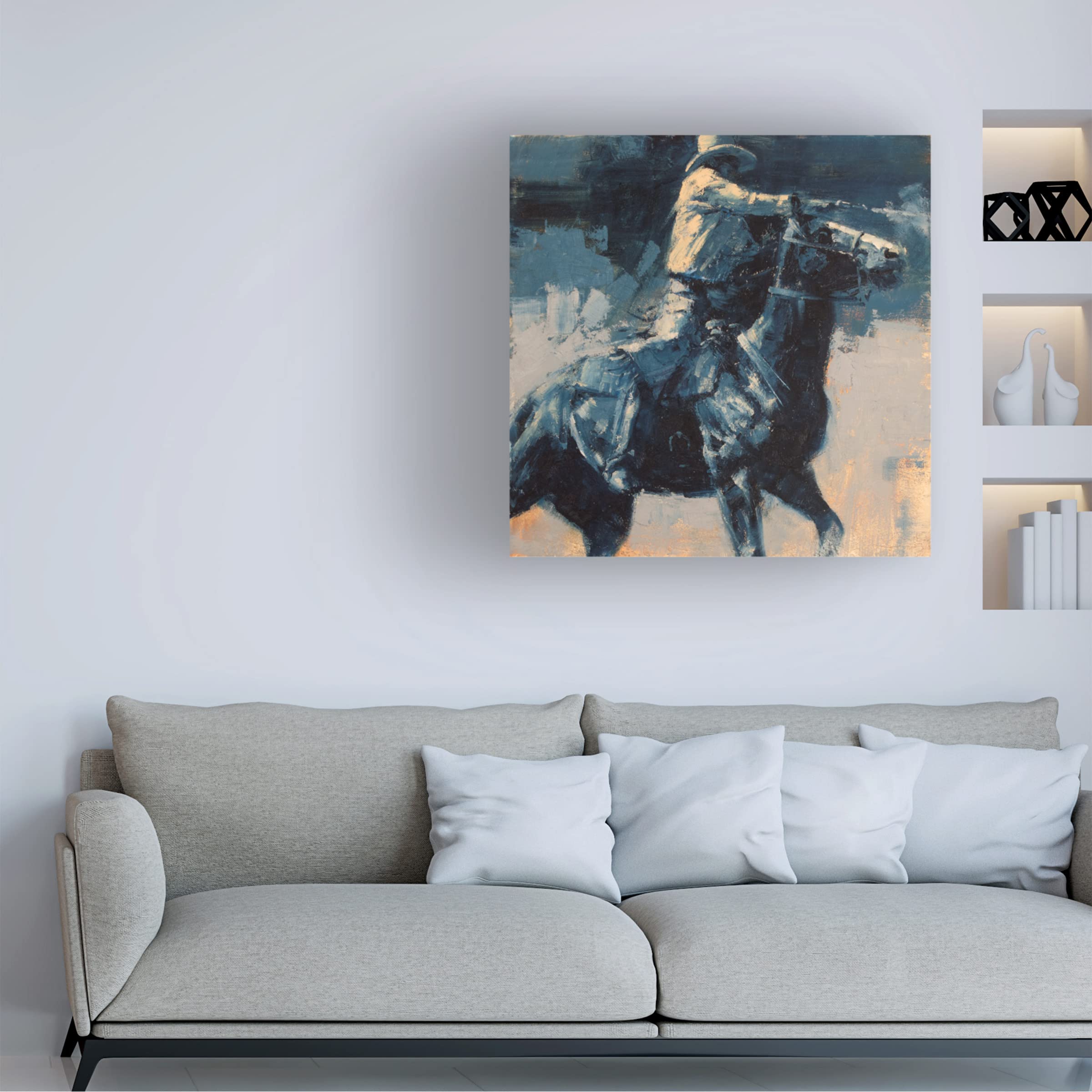 Trademark Fine Art 'Mood Indigo IV' Canvas Wall Art by Julie T Chapman - Abstract Blue Painting for Living Room, Bedroom & Office Decor