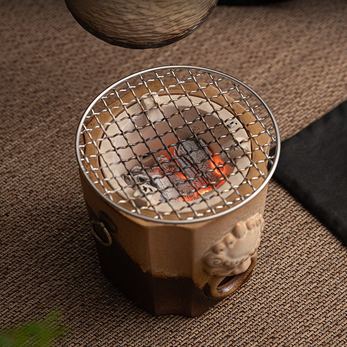 Premium Coarse Clay Heated Tea Set - Handmade Ceramic Teapot with Warmer for Gongfu Tea Ceremony | Perfect for Home, Office & Gift Giving