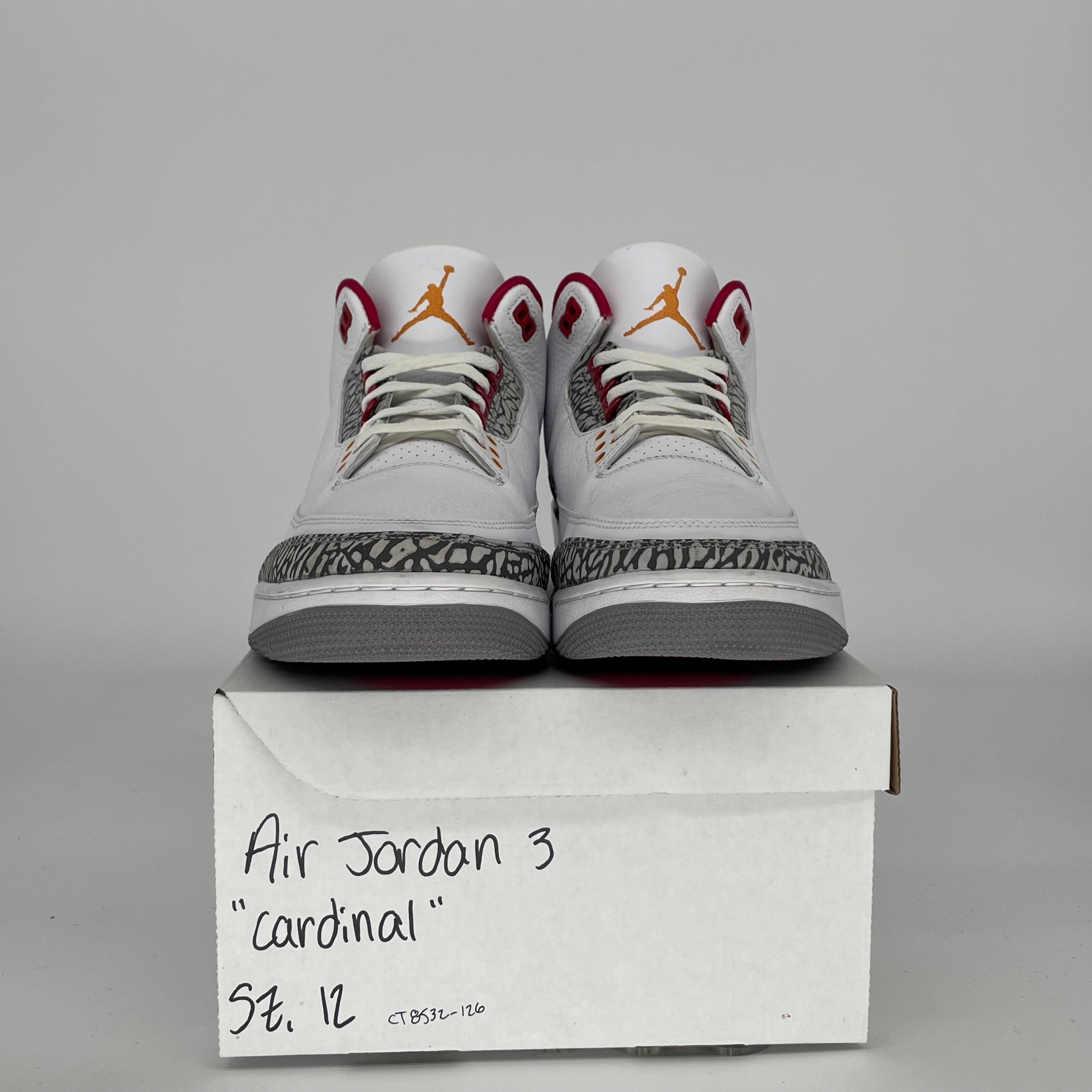 AIR JORDAN 3 Cardinal Red Retro Basketball Shoes Men's Size 12 (CT8532-126) - Perfect for Sneaker Collectors & Streetwear Fashion