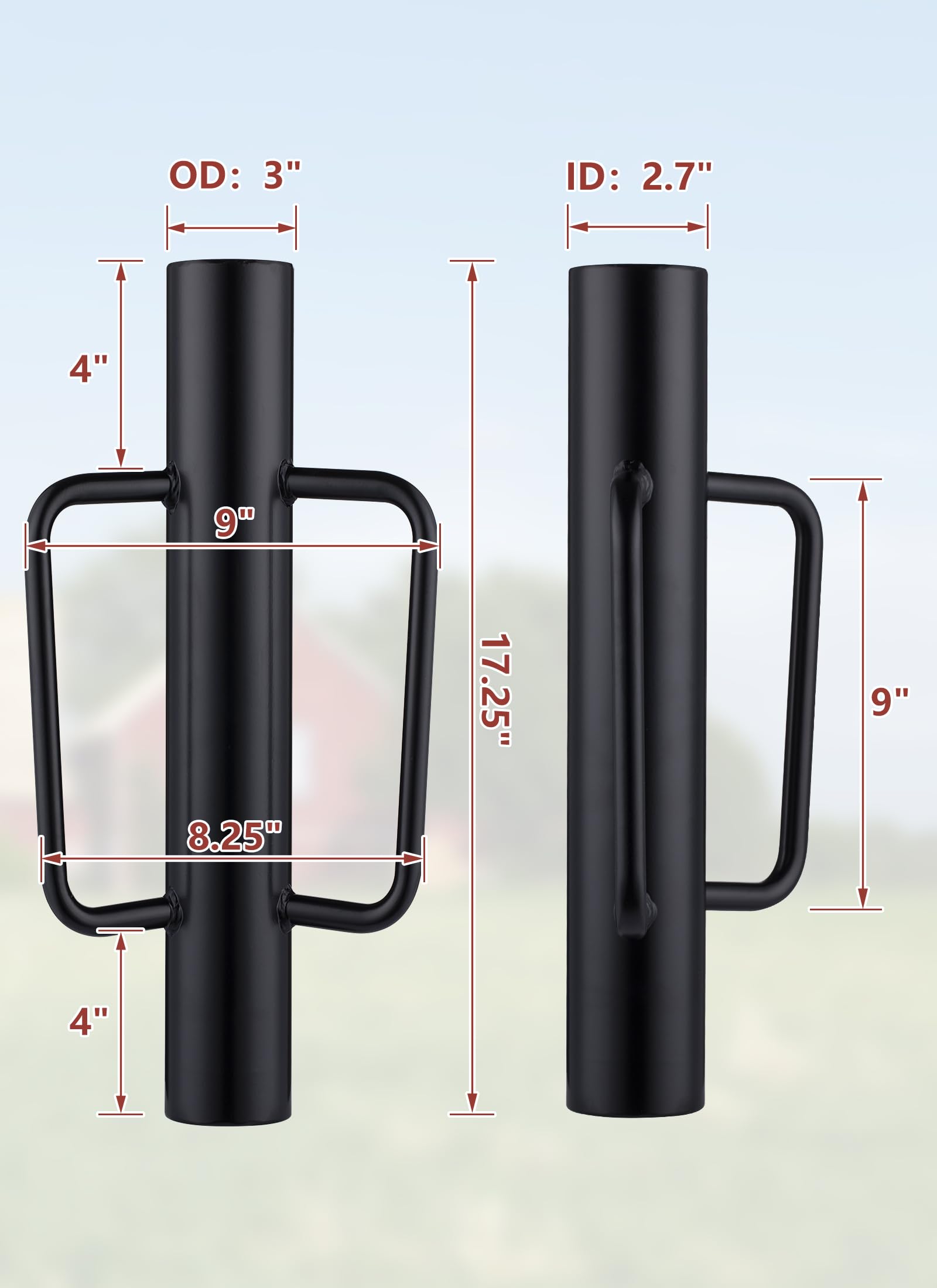 Heavy Duty 12lb Fence Post Driver - Black T Post Driver with Ergonomic Handles for Easy Installation - Perfect for Farm, Ranch, and Garden Fencing Projects