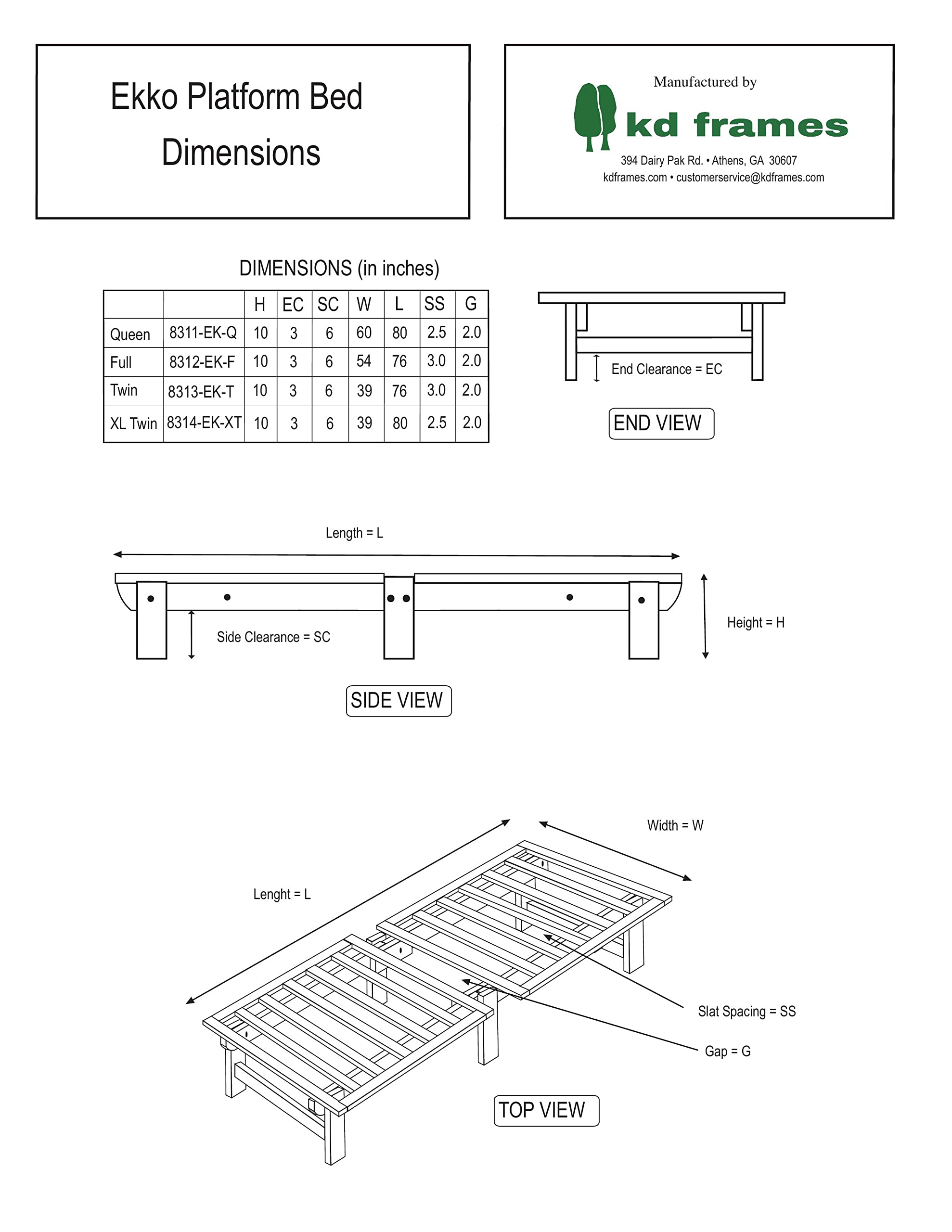 KD Frames Ekko Solid Wood Queen Platform Bed Frame - Unfinished Natural Wood Minimalist Floating Bed Design - No Box Spring Needed, Easy Assembly - Perfect for Modern Bedrooms, Guest Rooms & Small Spaces