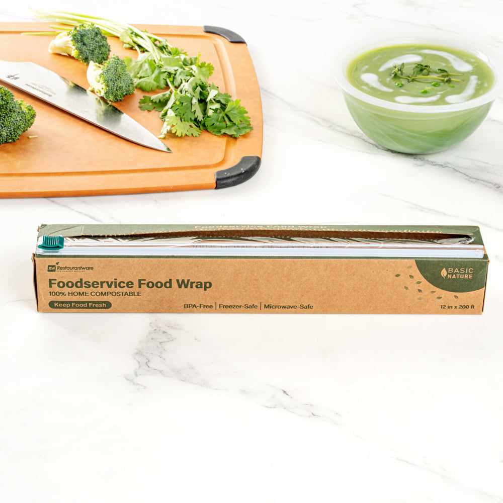 Eco-Friendly Clear Plastic Food Wrap - Home Compostable, BPA Free, Microwave Safe | 12