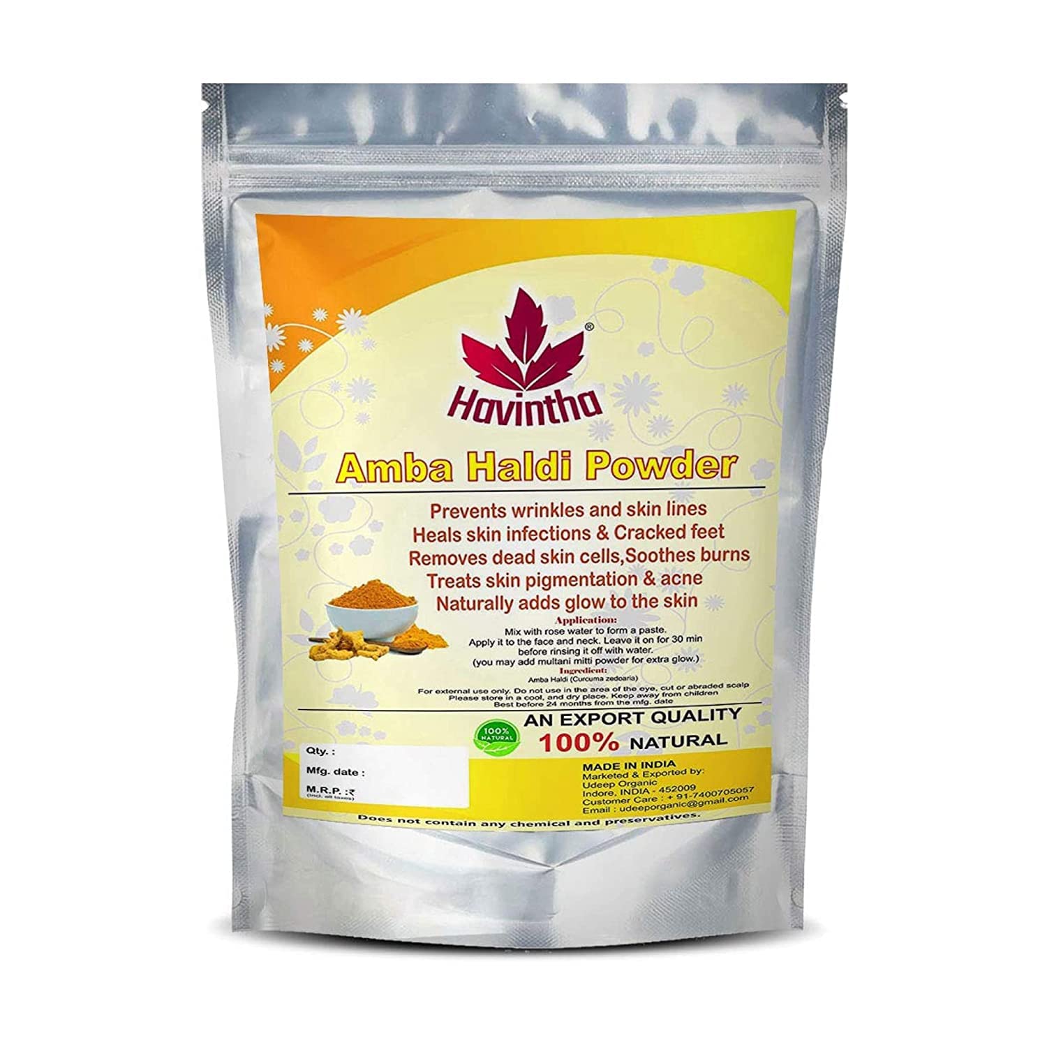 **Havintha Natural Face Pack Combo for Healthy & Glowing Skin – Multani Mitti, Sandalwood, Orange Peel, Rose Petal, Masoor Dal, Amba Haldi Powder (100g Each) – Perfect for Daily Skincare & Spa Treatments**