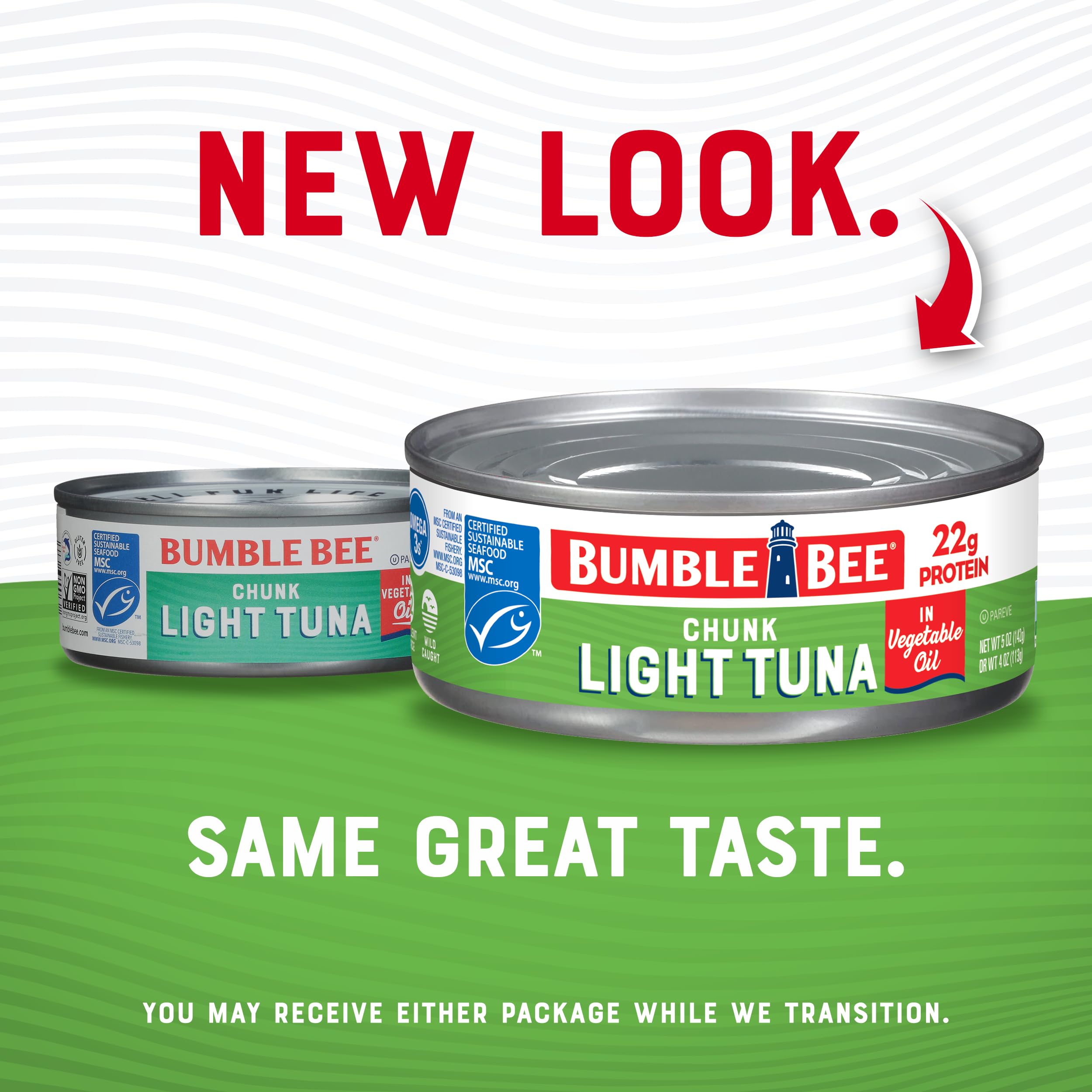 Bumble Bee Chunk Light Tuna in Oil - Wild Caught Skipjack Tuna (5 oz Cans, Pack of 48) | 22g Protein, MSC Certified Sustainable Seafood | Non-GMO, Gluten Free, Kosher | Perfect for Salads, Sandwiches & Quick Meals