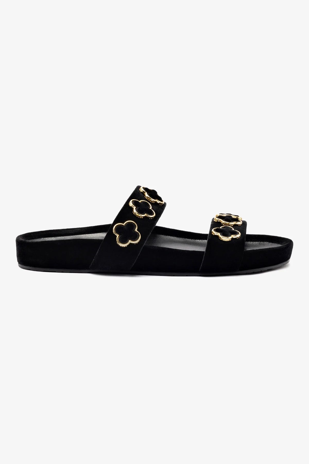 Milan Piccolo Slide In Black Velvet - Elegant Velvet Slippers for Women, Comfortable House Shoes for Indoor/Outdoor Use, Perfect for Lounging, Spa Days and Cozy Evenings at Home