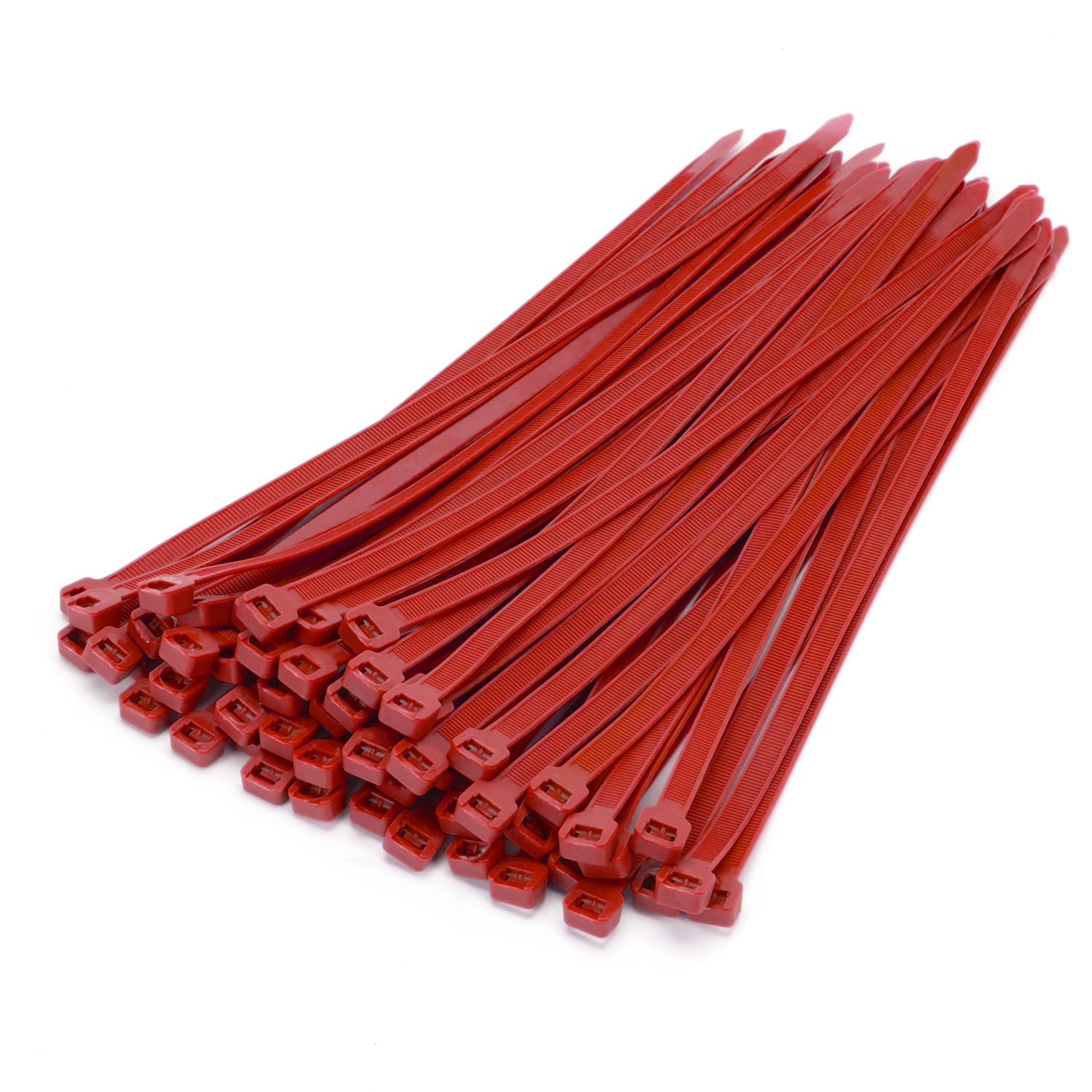 XINGO 16 Inch Heavy Duty Cable Zip Ties (50 Pack) - 120 lbs Tensile Strength, Self-Locking Plastic Wire Ties for Indoor & Outdoor Use - Organize Cables, Secure Plants, Bundle Tools - Red