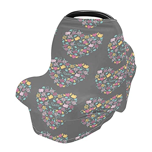**Personalized Baby Name Nursing Cover - Super Soft Grey Breastfeeding Cover for Moms - Multi-Use as Car Seat Canopy, Shopping Cart Cover, Scarf, Light Blanket & Stroller Cover - Perfect for On-the-Go Moms & Travel**