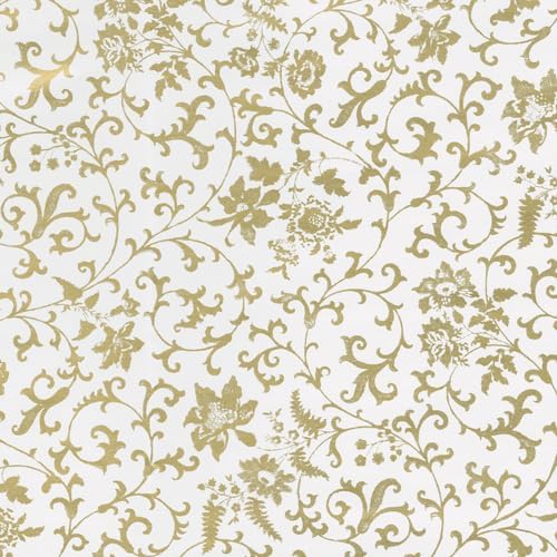 Elegant Flora Scrollwork White Wrapping Paper for Gift Wrapping, Wedding Favors & Party Decorations – Premium Quality Decorative Paper for Special Occasions