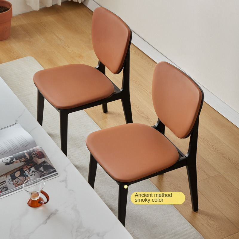 Premium Oak Solid Wood Organic Leather Soft Chair - Comfortable & Stylish Seating for Living Room, Office, or Lounge