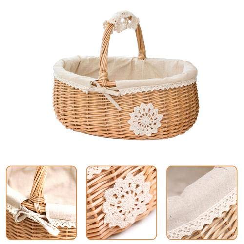 Hand-Woven Wicker Picnic Basket - Multifunctional Storage Organizer for Eggs, Candy, Bath Toys & Kids Toys | Perfect for Gift Wrapping, Picnics, Home Decor & Nursery Organization