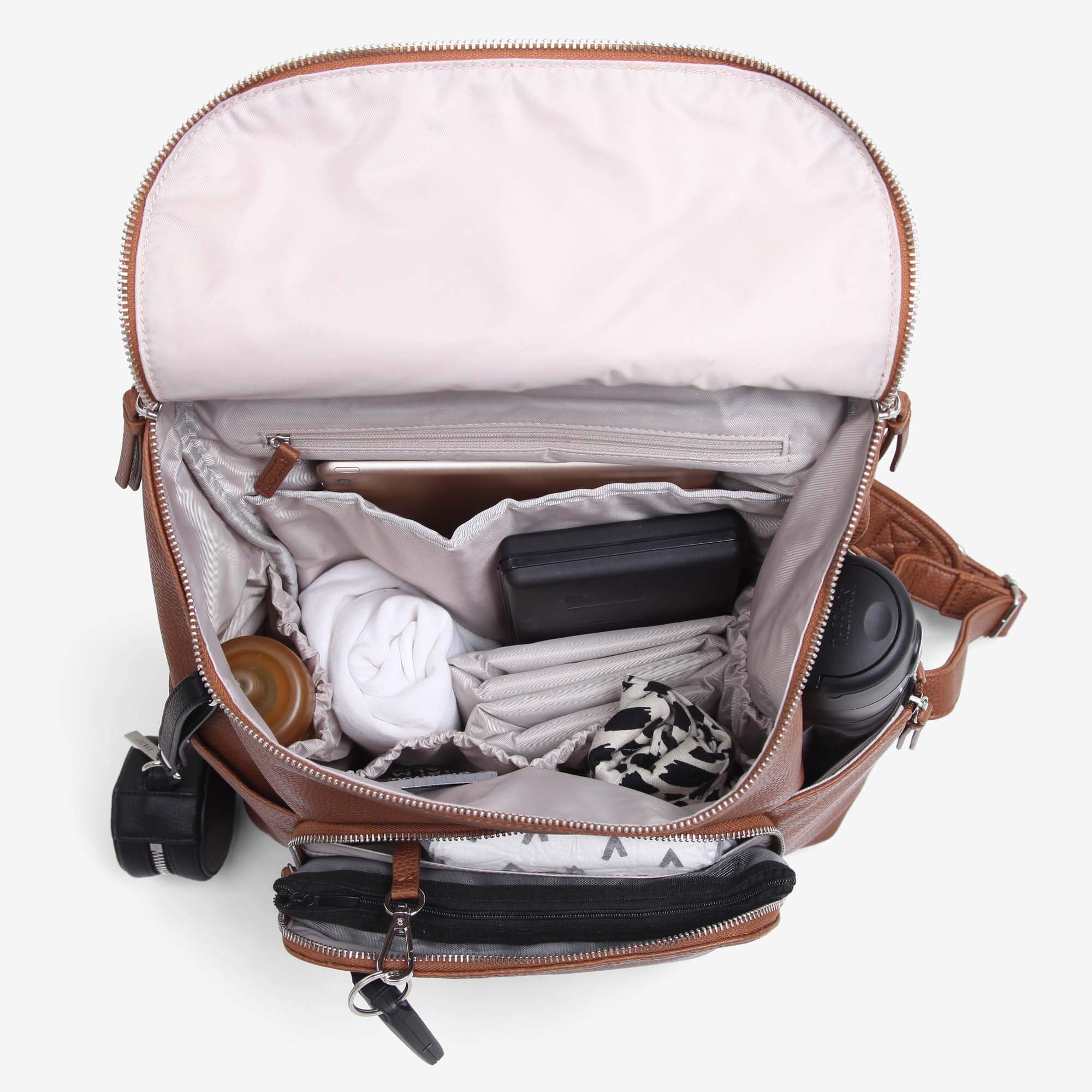 Vanchi Vegan Leather Frankie Everyday Backpack for Women & Men - Pebbled Tan - Stylish Laptop Bag for Work, Travel & College