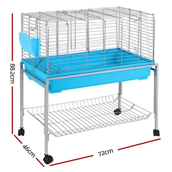 Blue Indoor Hamster Cage & Bunny Carrier - Perfect for Small Pet Travel, Home Playtime & Vet Visits