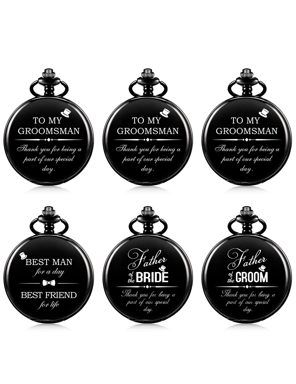 ManChDa Engraved Pocket Watch for Men - Premium Groomsmen Gift Set, Bestman Wedding Accessories, Vintage Style Pocket Watch - Perfect for Weddings, Anniversaries & Special Occasions