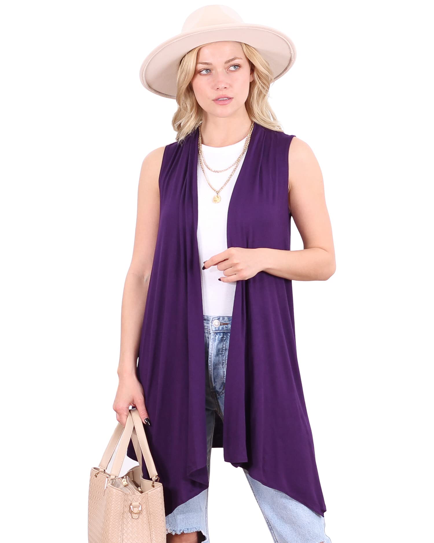 Popana Women's Lightweight Long Sleeveless Summer Cardigan Vest - Plus Size Duster Cover Up - Made in USA - Perfect for Beach, Poolside & Casual Outfits