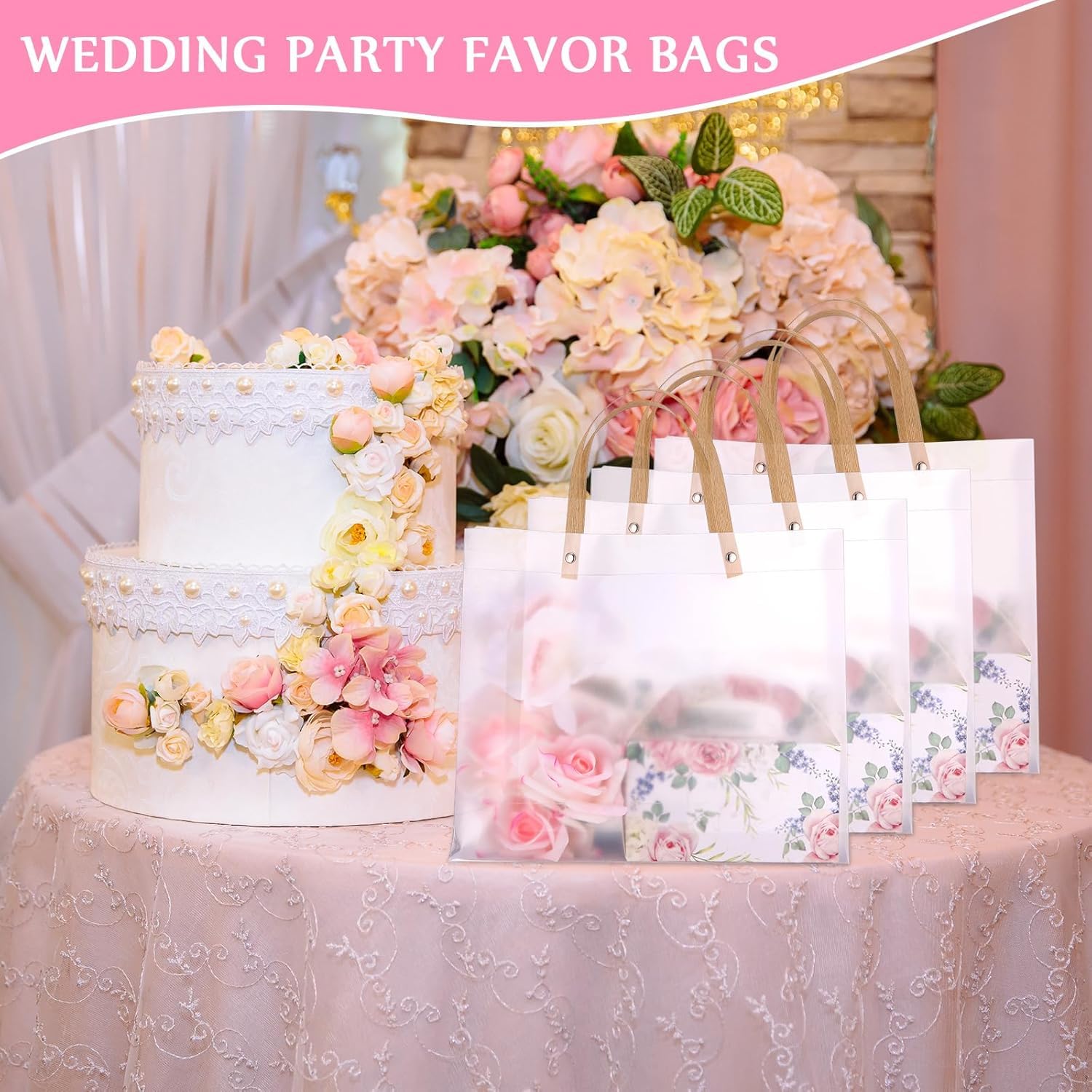 SATYAM KRAFT 4-Pack Translucent PVC Gift Bags (20cm x 25.5cm) - Elegant Party Favor Bags for Birthday, Wedding, Anniversary & Valentine's Day Gifts | Perfect for Shopping, Party Favors & Special Occasions