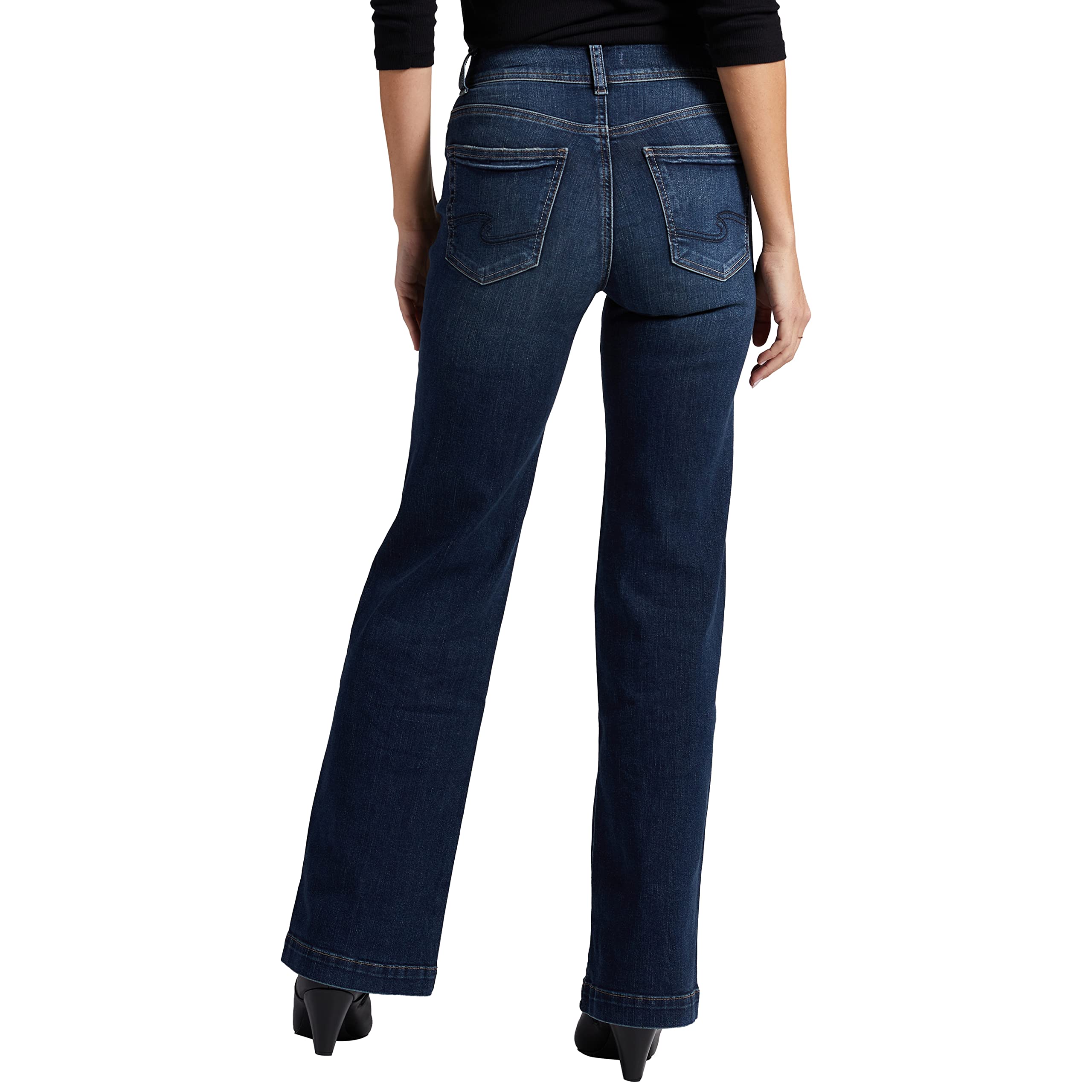 Silver Jeans Co. Women's Avery High Rise Curvy Fit Trouser Jeans - Flattering Bootcut Denim Pants for Plus Size & Hourglass Figures | Perfect for Work, Date Night & Casual Outings