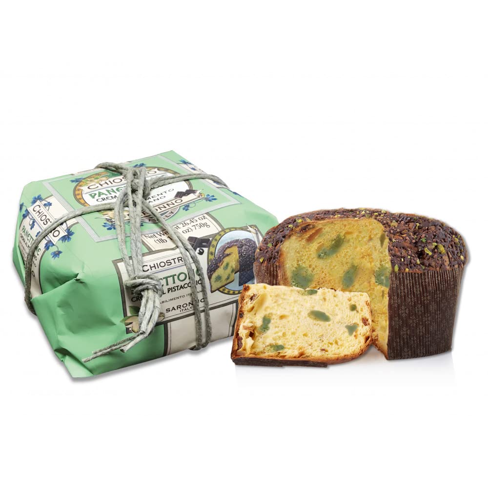 Premium Italian Pistachio Panettone - Chiostro di Saronno Hand-Wrapped Christmas Cake, 750g | Authentic Holiday Dessert for Gifting & Festive Celebrations