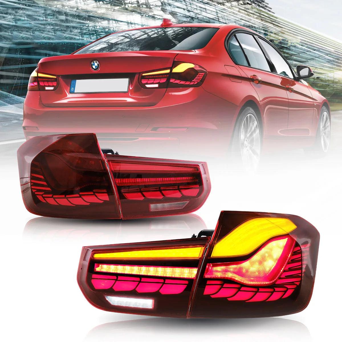 GTS Style LED Tail Lights Assembly with Dynamic Welcome Light for 2012-2019 BMW 3 Series 6th Gen (F30 F35 F80) - Upgrade Your BMW's Rear Lighting for Enhanced Style and Safety at Night