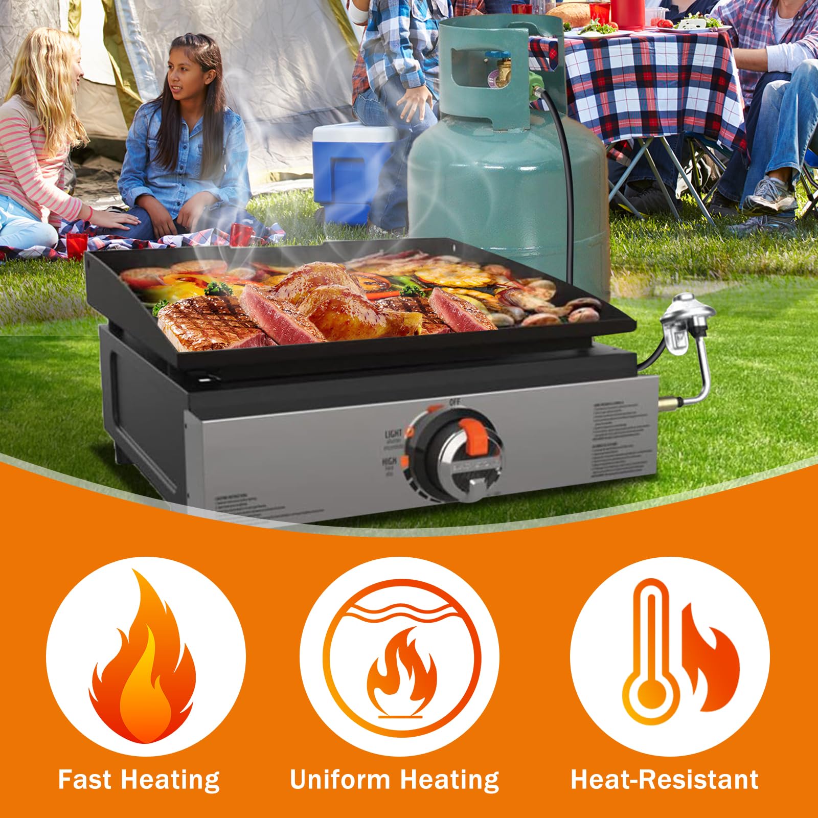 Blackstone 28 Inch Griddle Replacement Top - Compatible with 1517, 1883, 1853 Models - Gas Grill Replacement Parts with Rear Grease System - Perfect for Outdoor Cooking, Camping, and Backyard BBQs