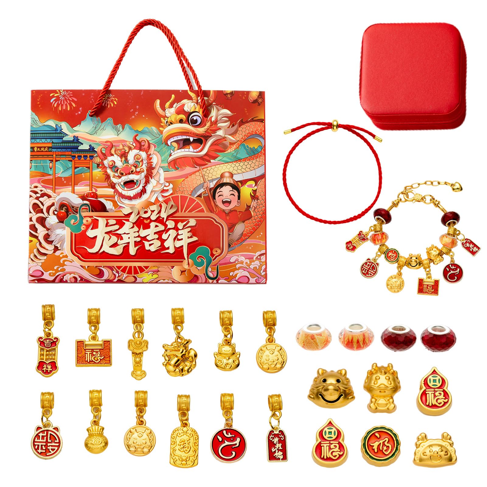 DIY 2024 Advent Calendar Bracelet Kit - Christmas Countdown Jewelry Making Set, Chinese New Year Gifts for Women & Teens (Perfect for Holiday Crafts & Festive Gift Giving)