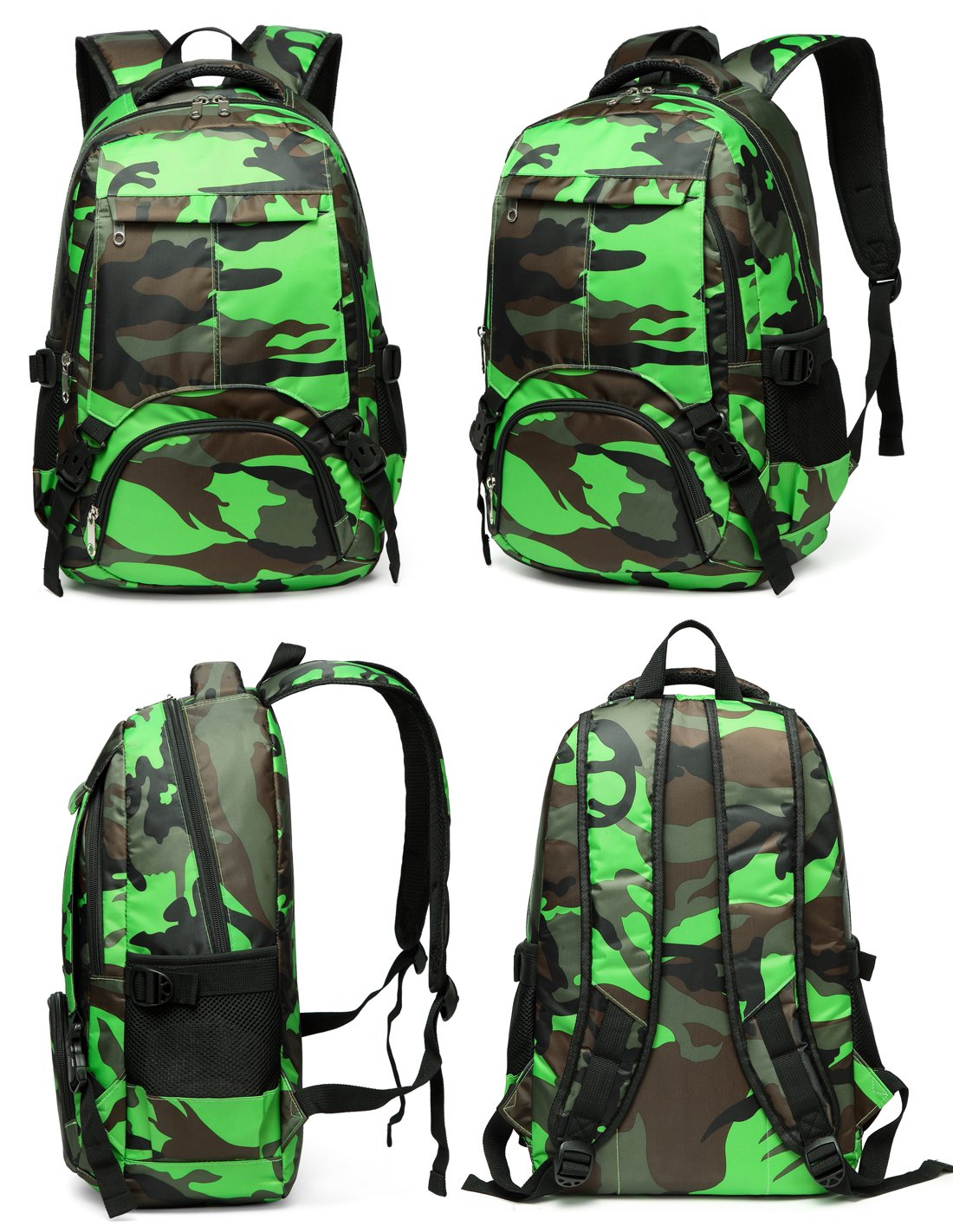 BLUEFAIRY Kids Backpack for Boys - Durable School Book Bag with Large Compartment, Camouflage Green Backpack for Elementary & Middle School Students - Perfect for Daily Use, Travel, and Outdoor Adventures
