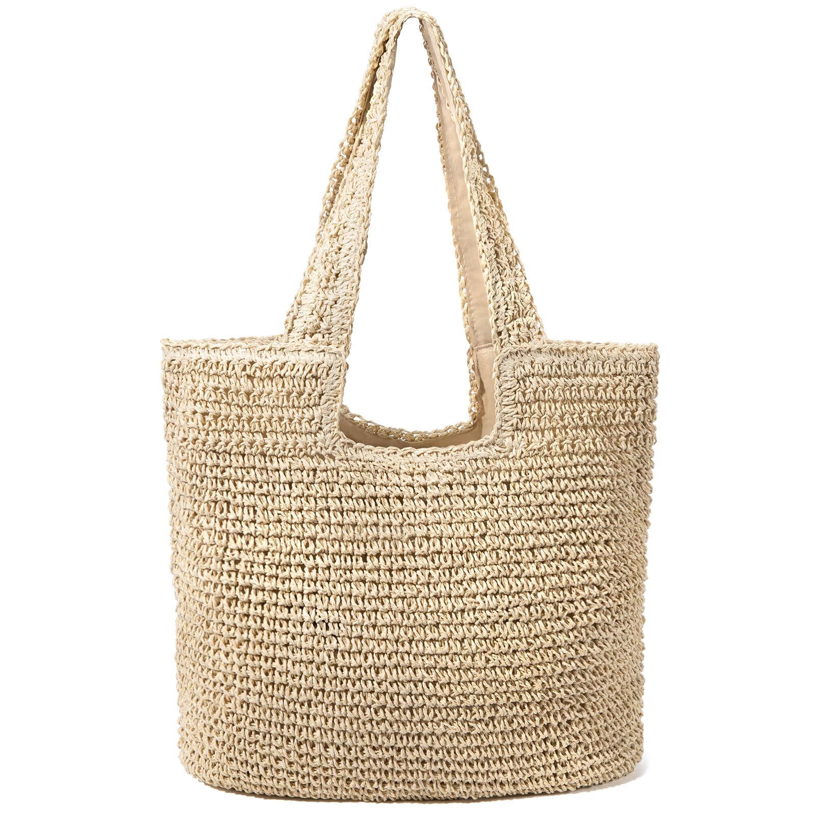 hatisan Straw Beach Bag for Women - Summer Woven Tote Shoulder Handbag - Boho Style Beach Accessory for Pool, Vacation & Outdoor Activities