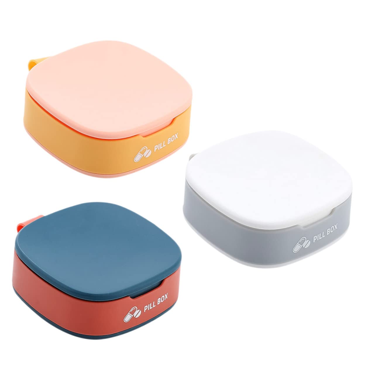 3-Piece Travel Pill Organizer Box - Portable Medicine Container Case for Daily Pills, Vitamins & Supplements - Compact Flat Design Perfect for Travel, Work & Gym
