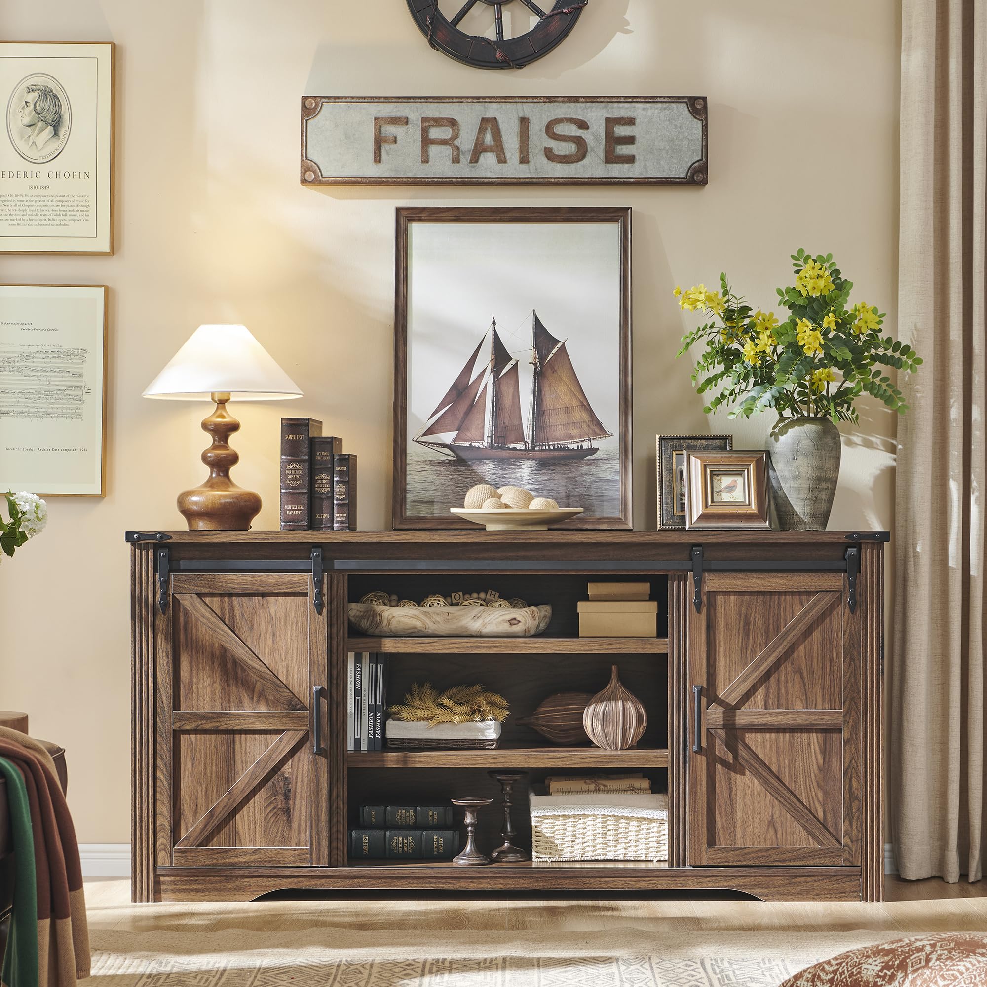 Rustic Farmhouse TV Stand for 75+ Inch TVs - 32