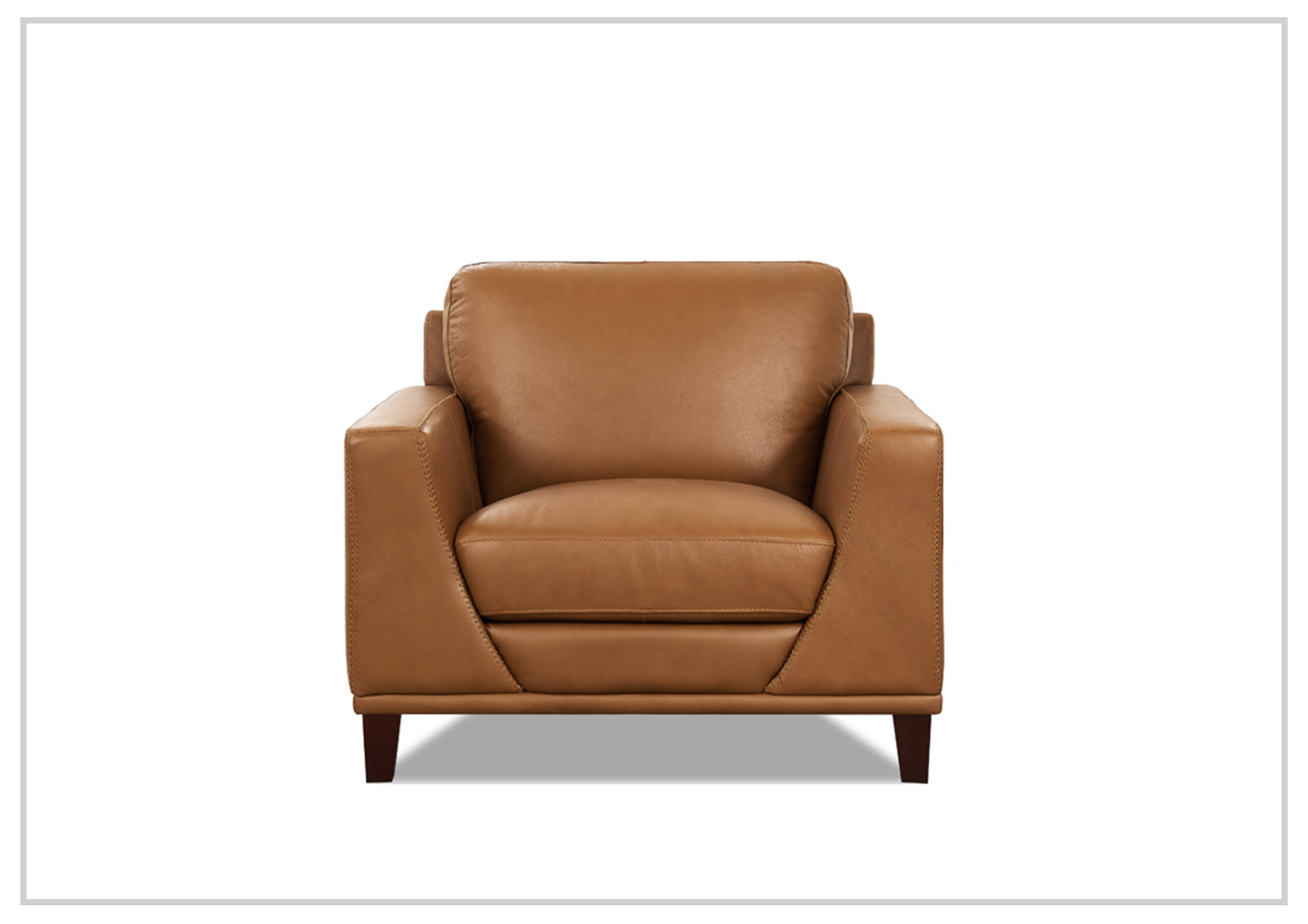 Hydeline Soma Genuine Top Grain Leather Armchair - Brown Leather Lounge Chair for Living Room, Office & Study - Comfortable Reading Chair with Ergonomic Design