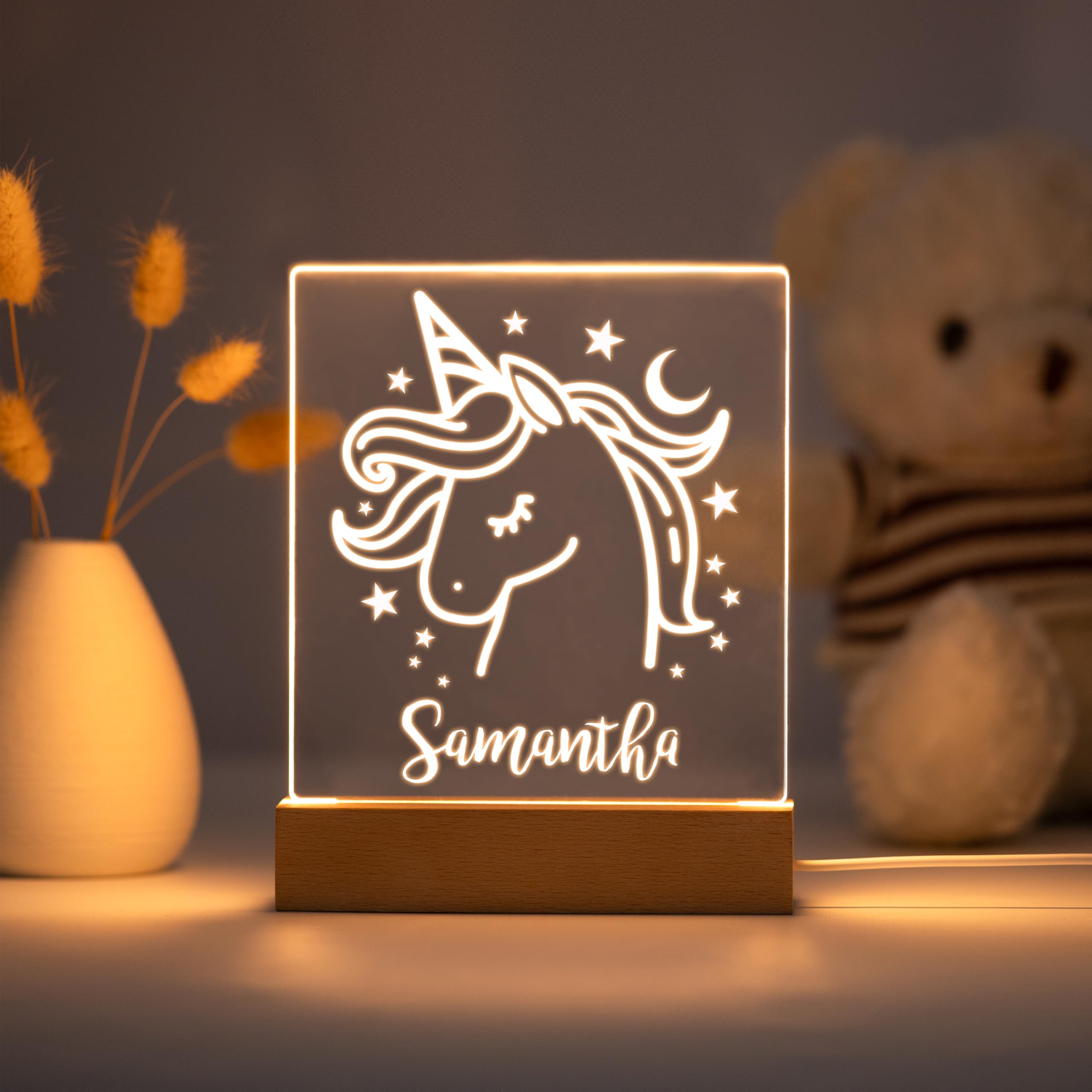 Personalized Night Light for Kids - Custom Name LED Lamp for Nursery, Bedroom, Girls & Boys | Unicorn-Themed Baby Gift | Perfect for Bedtime, Reading & Room Decor