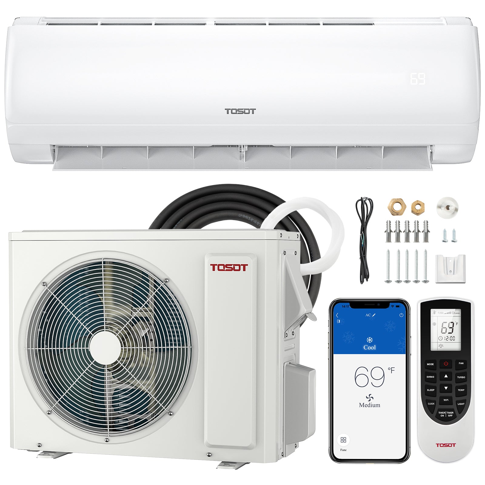 9,000 BTU Mini Split Heat Pump Air Conditioner 120V - Energy Efficient Cooling & Heating System for Small Rooms, Bedrooms, Offices - Perfect for Year-Round Comfort