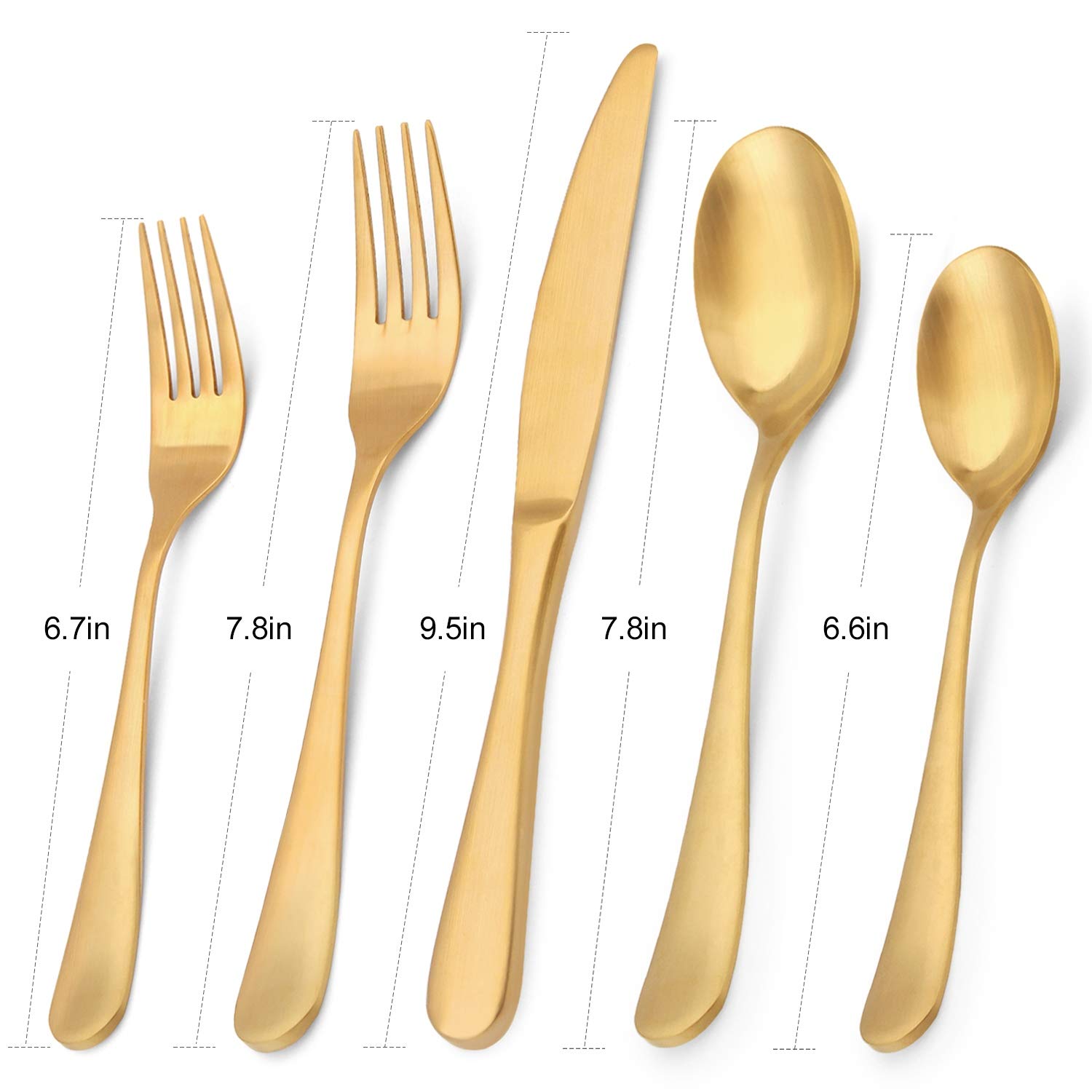 Bysta 20-Piece Matte Gold Silverware Set - Stainless Steel Flatware Set for 4, Elegant Kitchen & Tableware Cutlery Set for Home & Restaurant Use - Satin Finish, Dishwasher Safe - Perfect for Dinner Parties, Weddings & Fine Dining