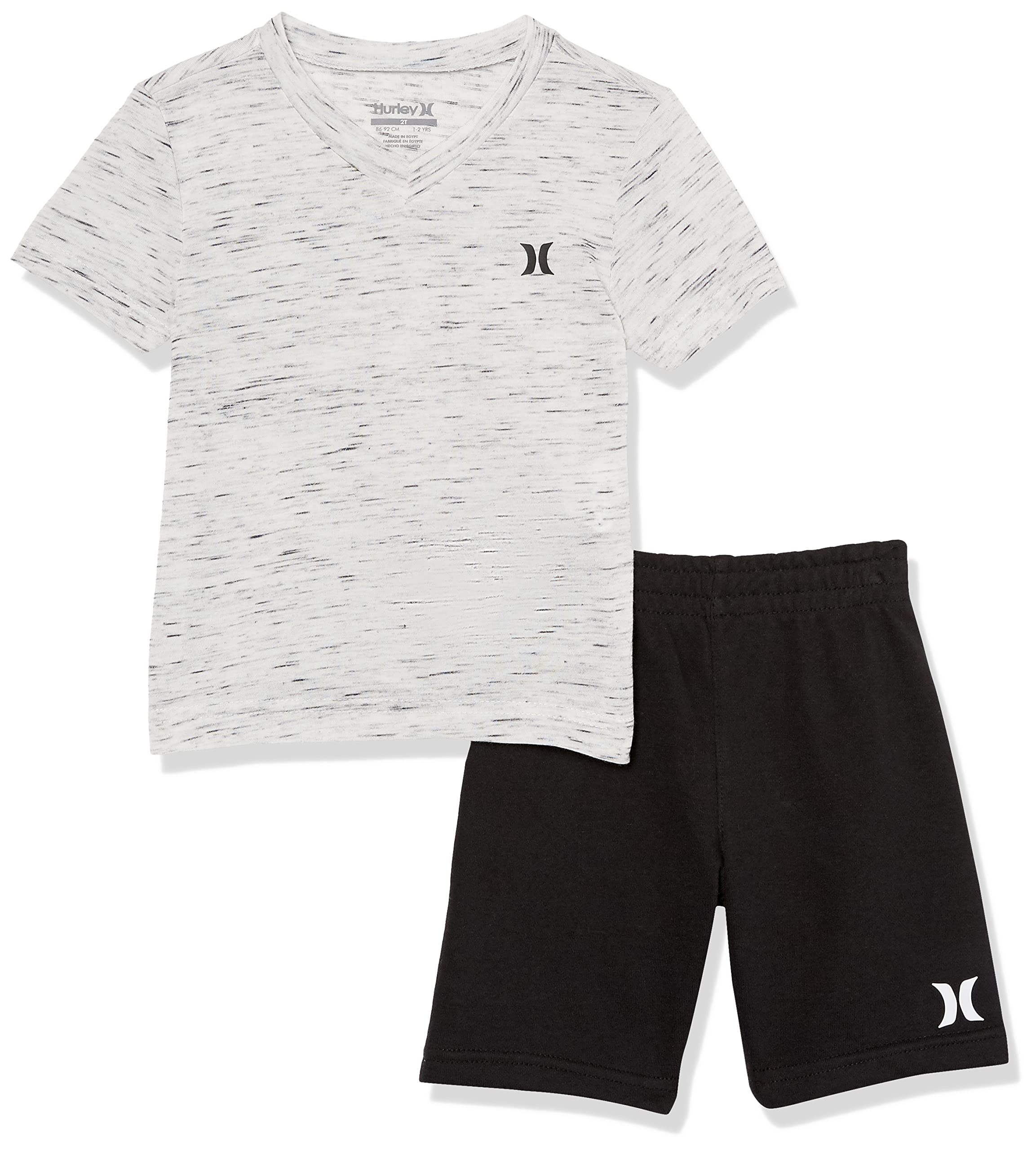 Hurley Baby Boys Soft Basic Cotton T-Shirt and Shorts 2-Piece Outfit Set - Comfortable Casual Playwear for Toddlers, Infants & Newborns - Perfect for Playdates, Daycare & Summer Outings