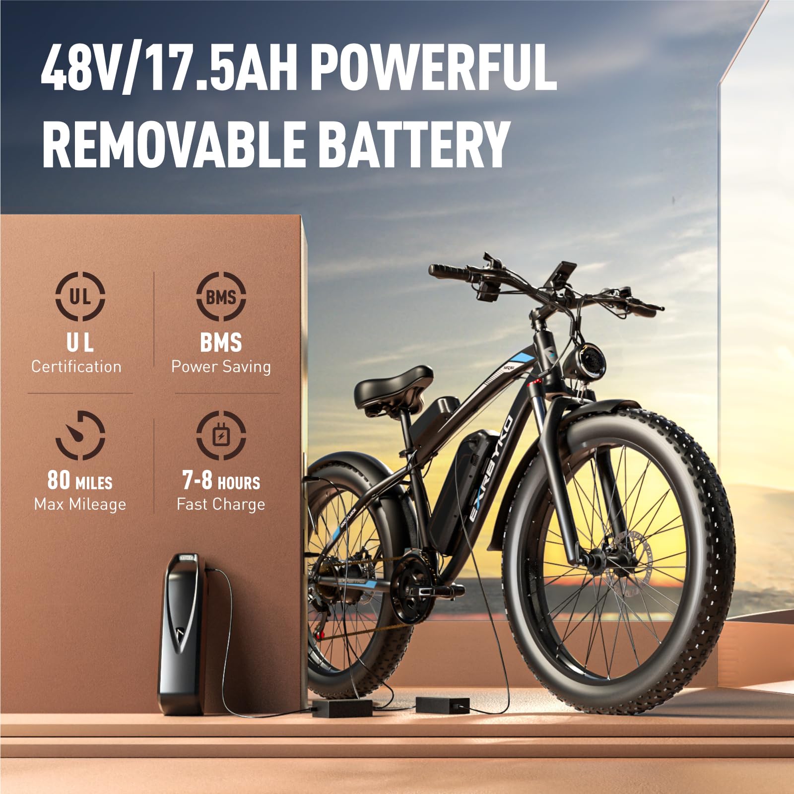 **1500W/2000W Peak Power Electric Bike for Adults - 48V 17.5AH 840WH Battery, 37MPH Fat Tire E-Bike, 80 Miles Range, 21-Speed Gear for On/Off Road - UL Certified (Perfect for Commuting, Off-Road Adventures & Urban Exploration)**