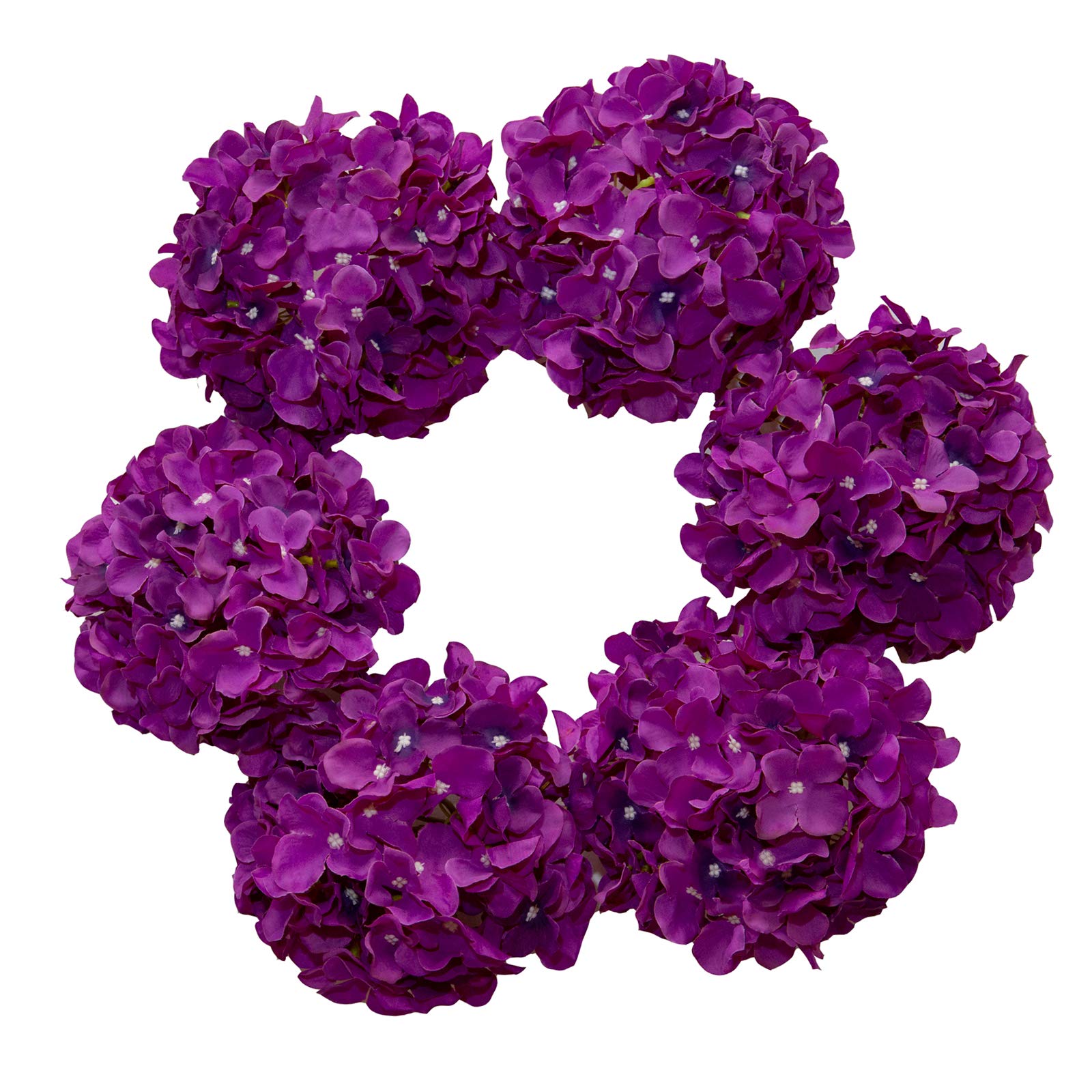 DuHouse 6-Pack Dark Purple Hydrangea Silk Artificial Flowers with Stems - Fake Flower Heads for Wedding Centerpieces, Home Decor, Table Arrangements & Party Decorations