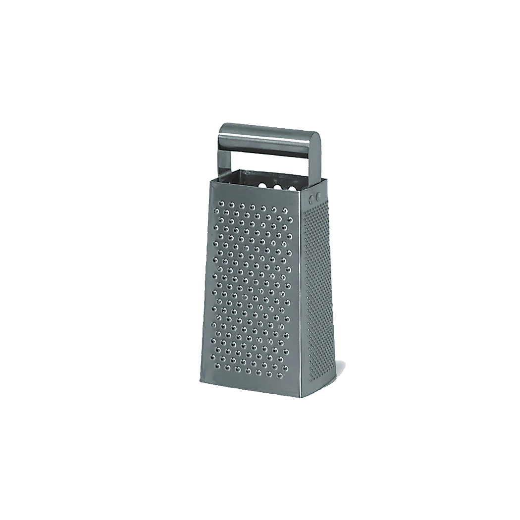 Premium Stainless Steel Box Grater with Round Handle - Ideal for Shredding Cheese, Vegetables & Zesting Citrus Fruits - Perfect for Home Kitchens & Professional Cooking