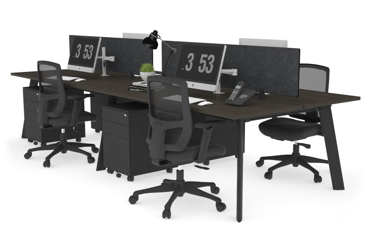 4-Person Workstation with Black Frame - 1800L x 700W Office Desk for Team Collaboration & Productivity | Perfect for Open Offices, Coworking Spaces & Home Offices