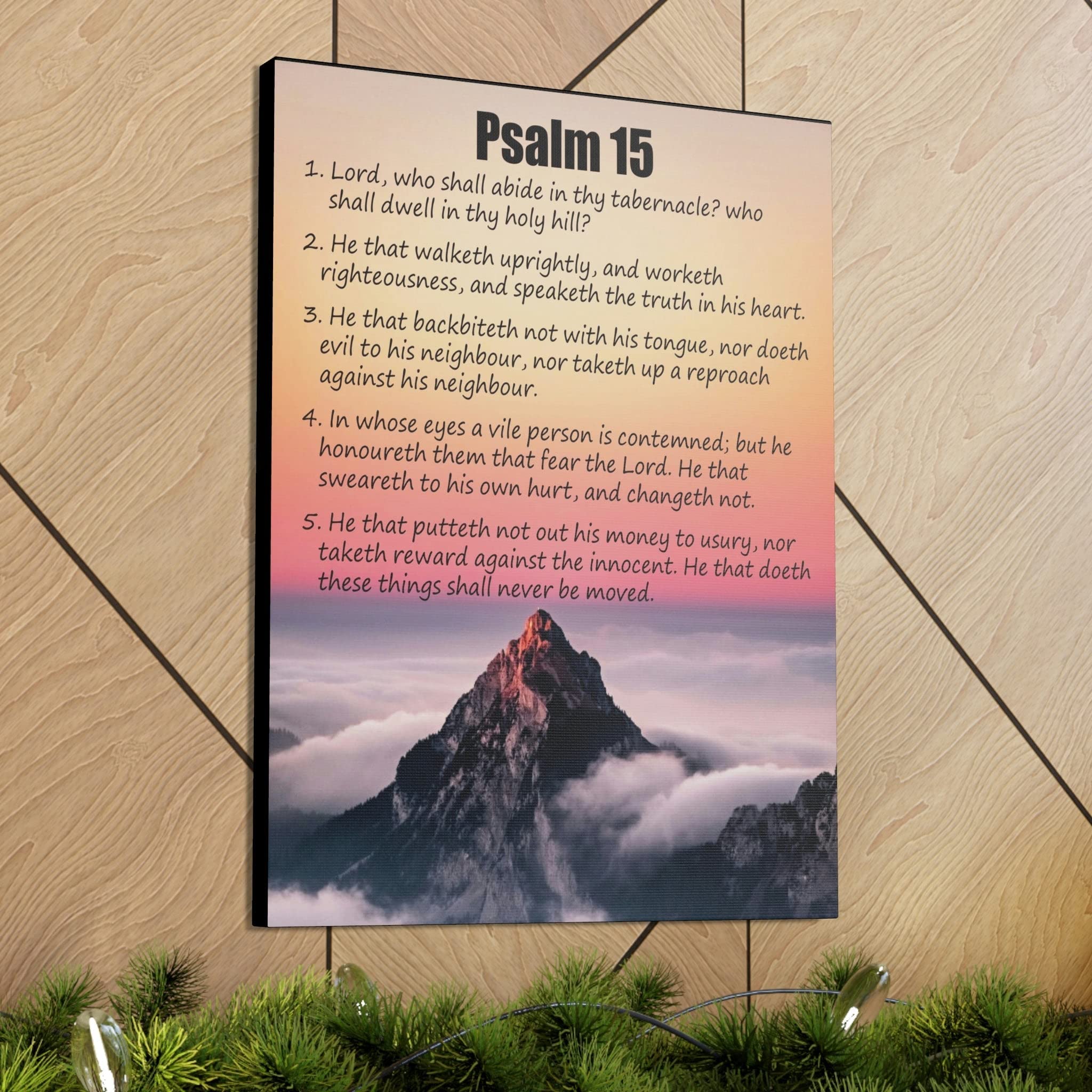 Bible Verse Canvas Wall Art - Psalm 15 'Abide in God's Sanctuary' Scripture Print, Christian Home Decor for Living Room, Bedroom & Church
