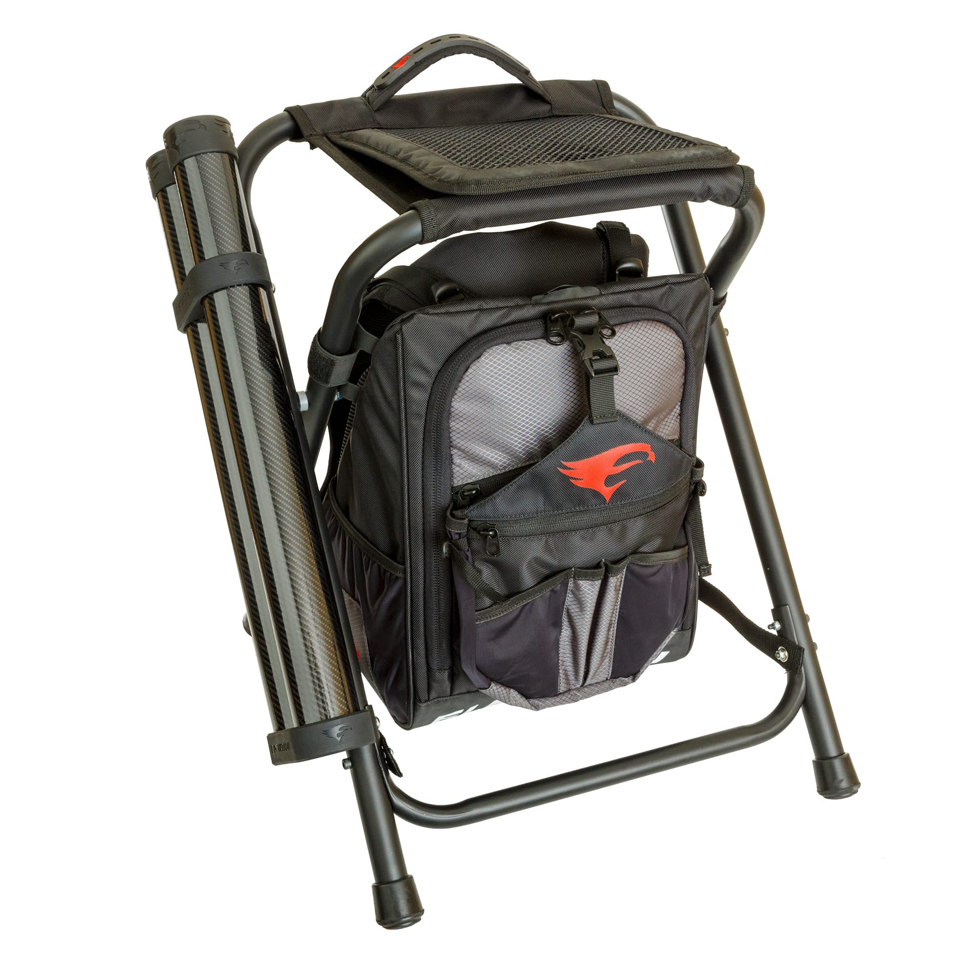 Elevation Black Nest Shooters Stool & Backpack - Lightweight Hunting Seat with Storage for Outdoor Adventures, Camping, and Bird Watching